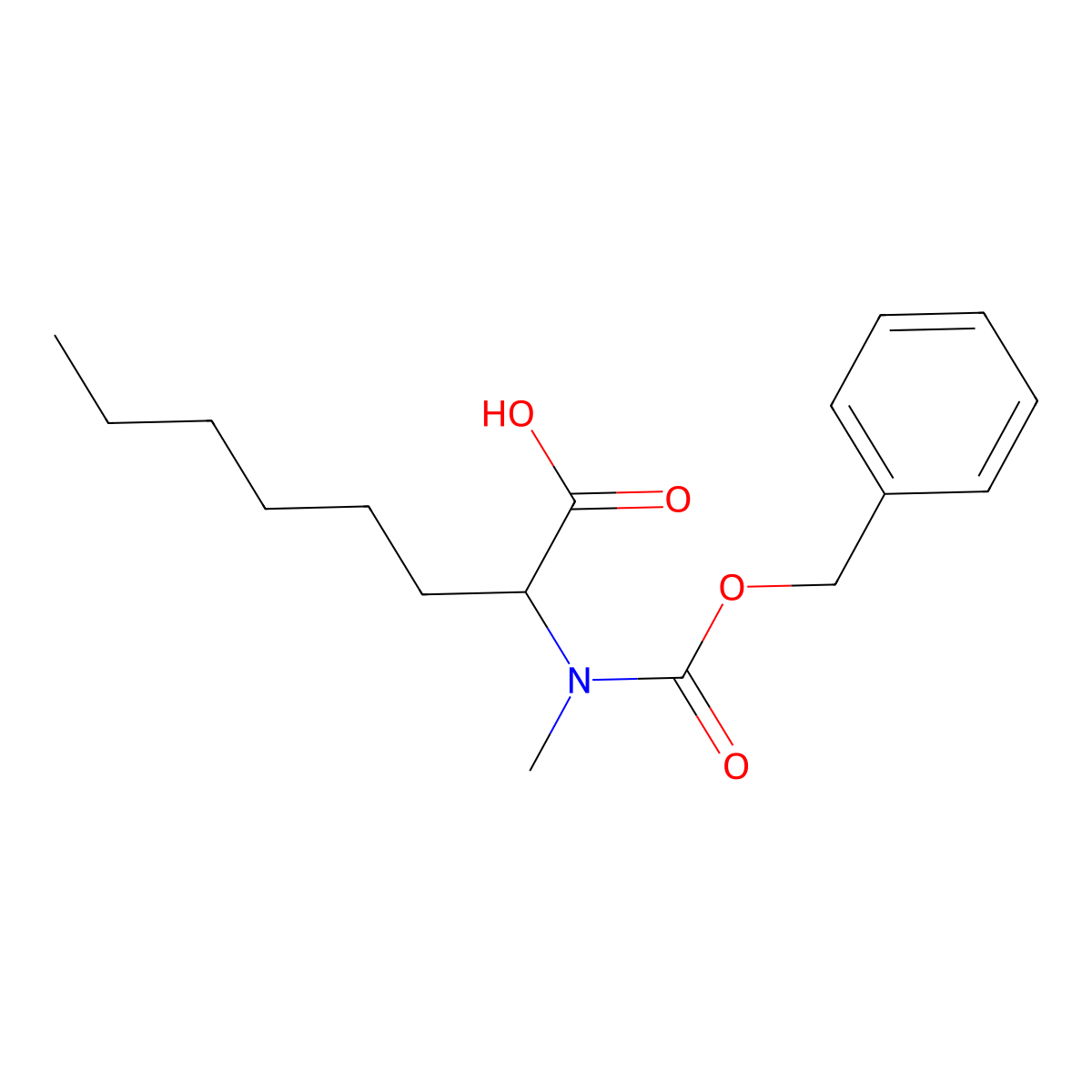 2-{[(Benzyloxy)carbonyl](methyl)amino}octanoic acid molecular structure, CAS 1692810-94-8