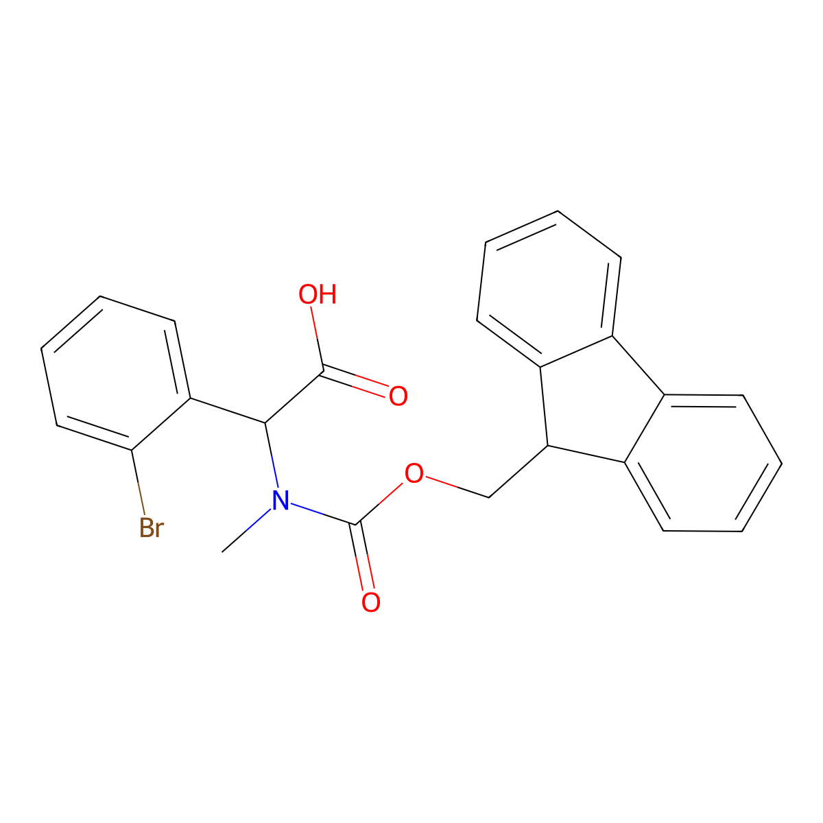 2-(2-bromophenyl)-2-({[(9H-fluoren-9-yl)methoxy]carbonyl}(methyl)amino)acetic acid molecular structure, CAS 1692817-40-5