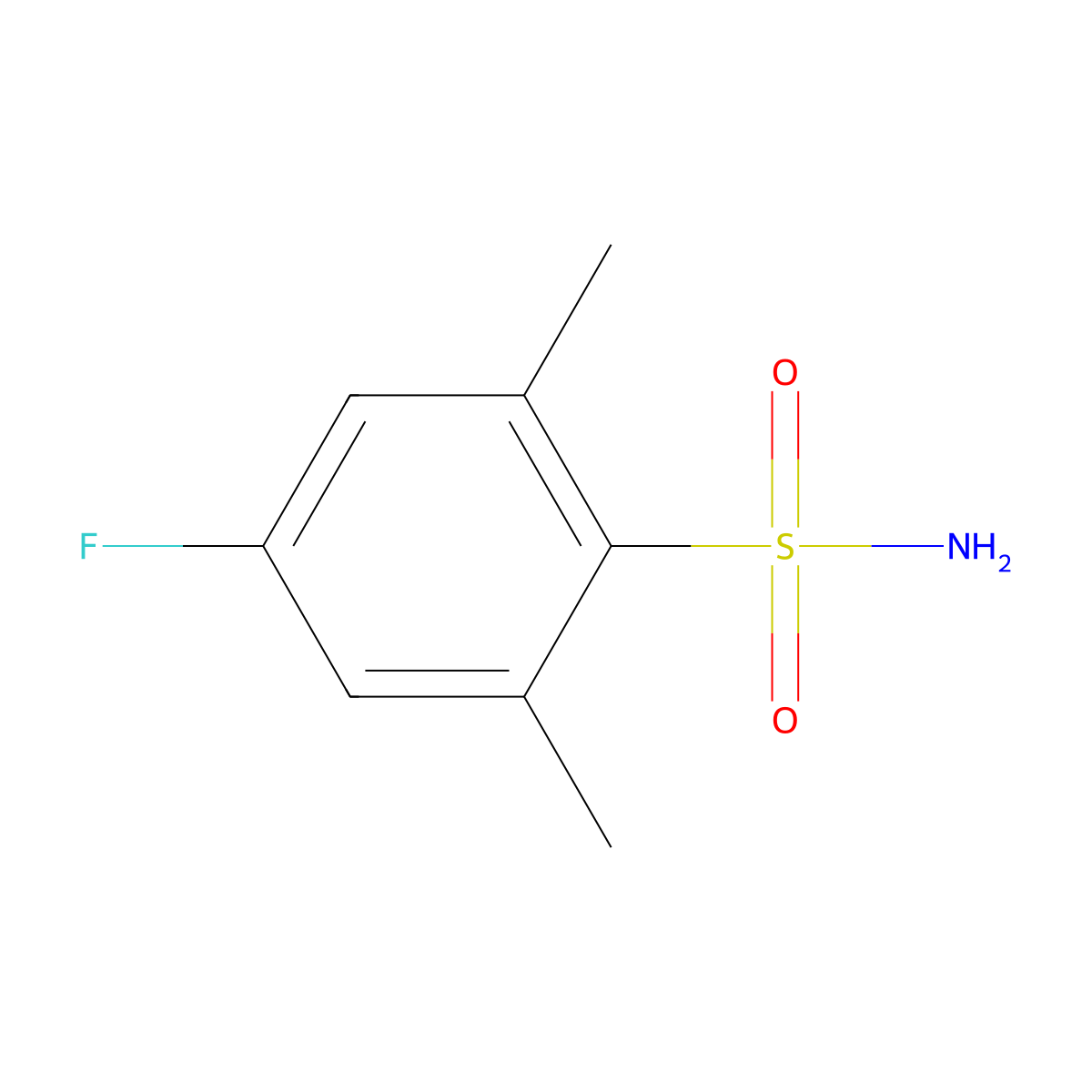 4-Fluoro-2,6-dimethylbenzene-1-sulfonamide molecular structure, CAS 1692819-60-5