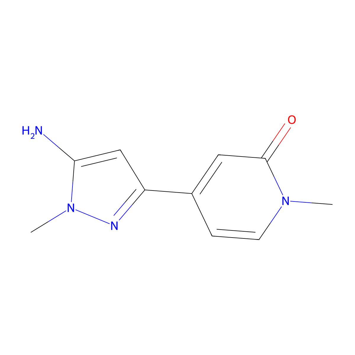 4-(5-amino-1-methyl-1H-pyrazol-3-yl)-1-methyl-1,2-dihydropyridin-2-one molecular structure, CAS 1692841-56-7