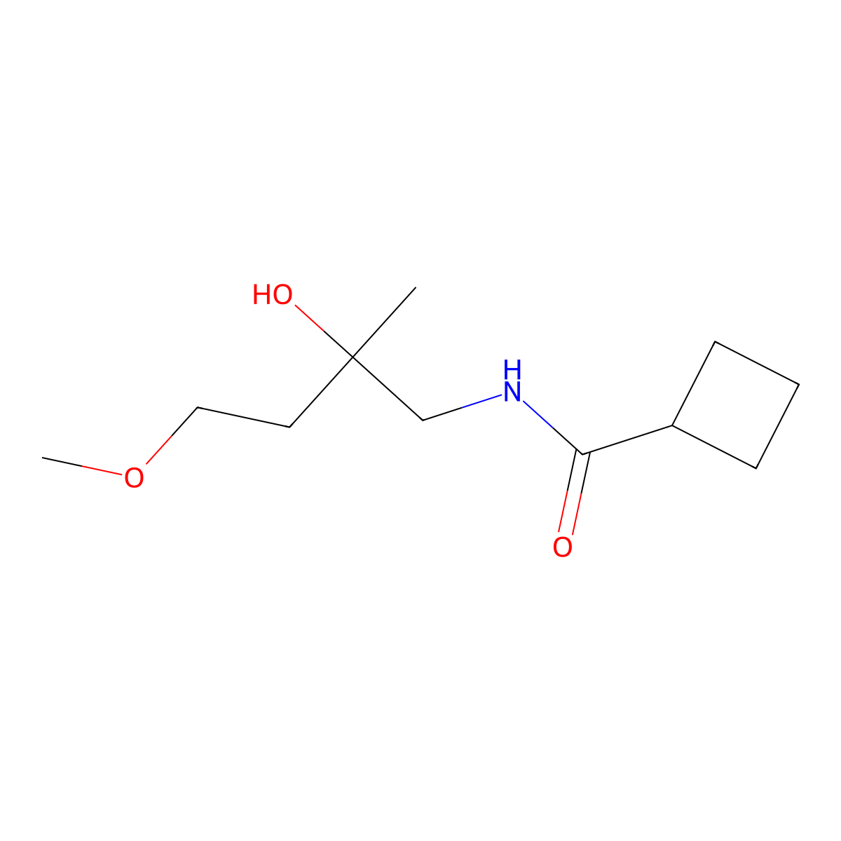 N-(2-hydroxy-4-methoxy-2-methylbutyl)cyclobutanecarboxamide molecular structure, CAS 1692852-73-5