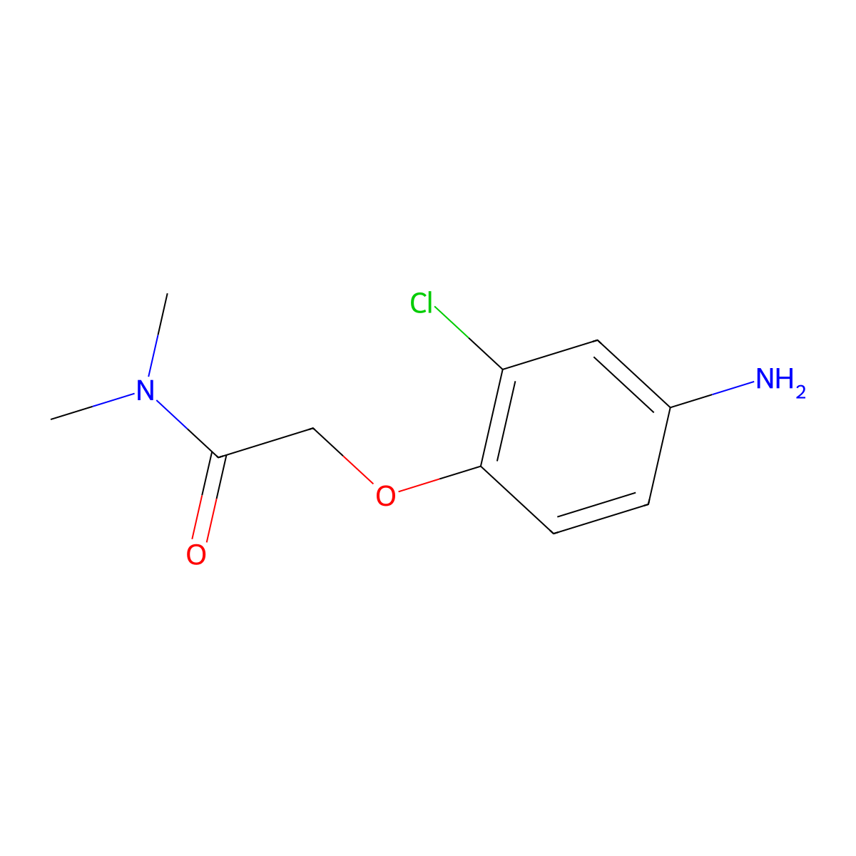 2-(4-amino-2-chlorophenoxy)-N,N-dimethylacetamide molecular structure, CAS 169286-90-2