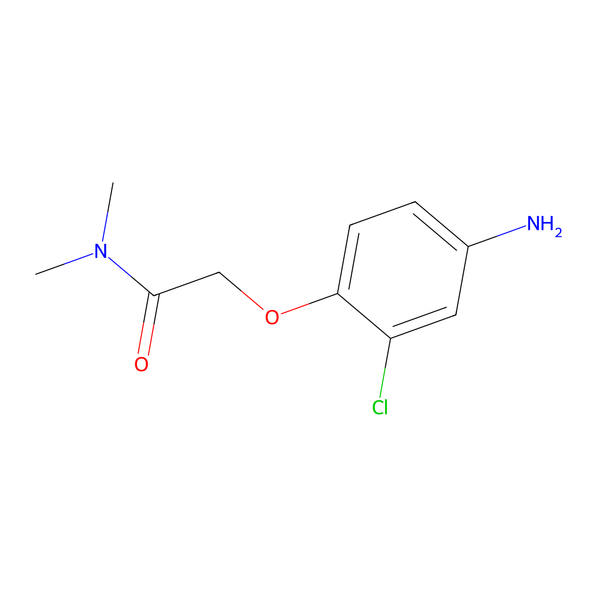 2-(4-amino-2-chlorophenoxy)-N,N-dimethylacetamide molecular structure, CAS 169286-90-2