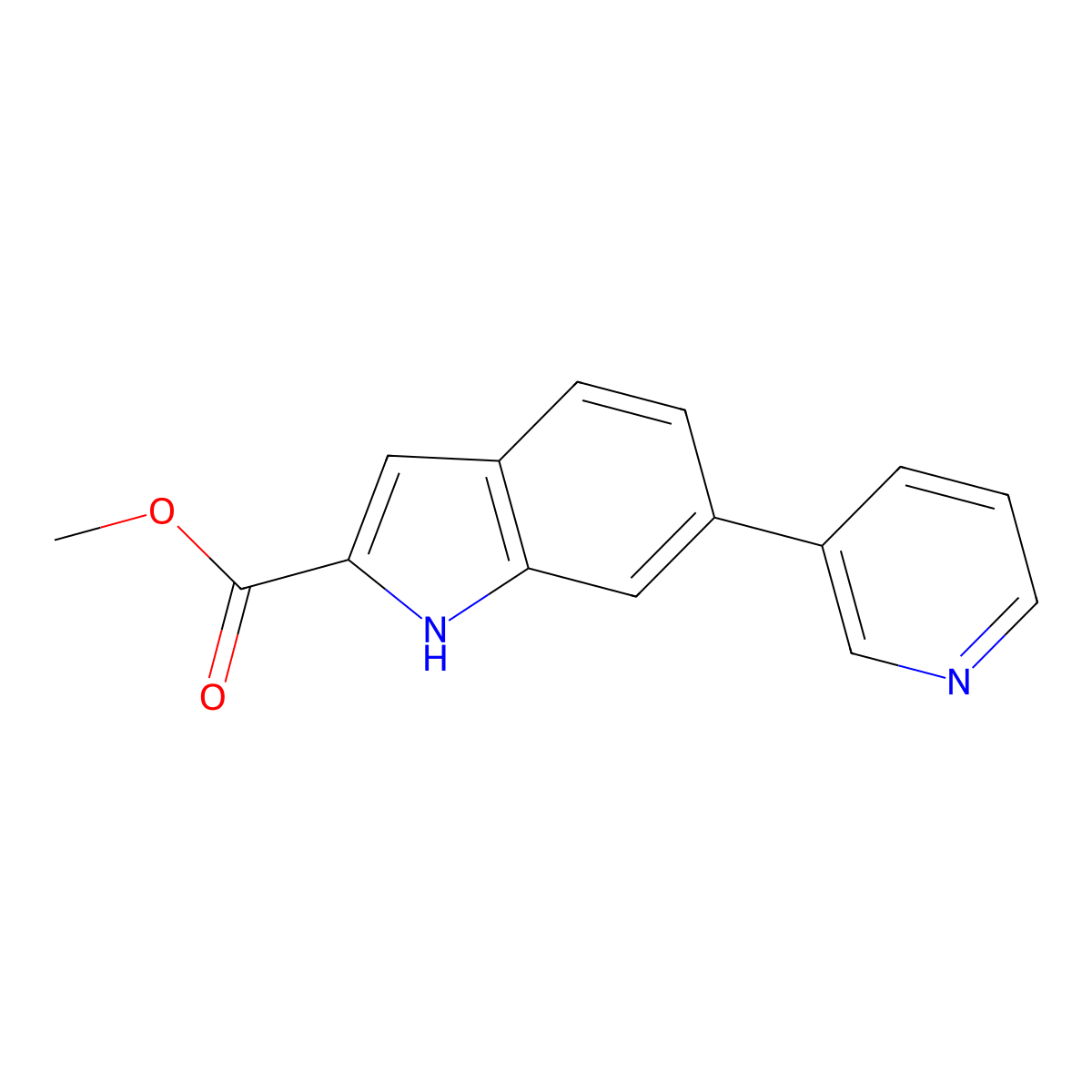 methyl 6-(pyridin-3-yl)-1H-indole-2-carboxylate molecular structure, CAS 1692890-95-1