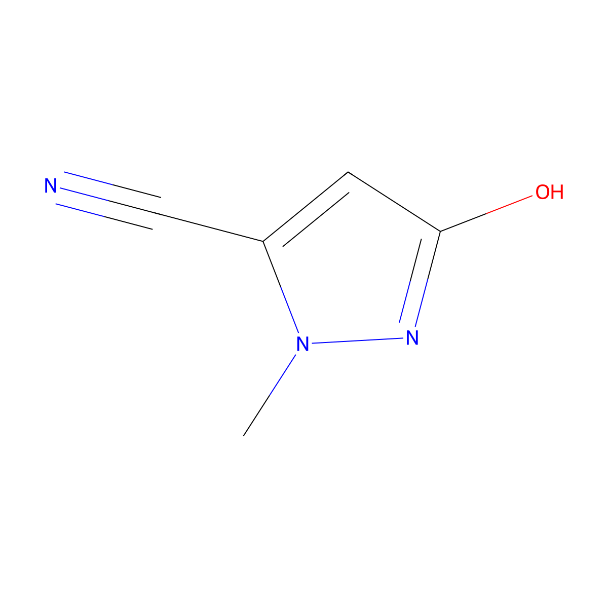 3-Hydroxy-1-methyl-1H-pyrazole-5-carbonitrile molecular structure, CAS 1692905-38-6
