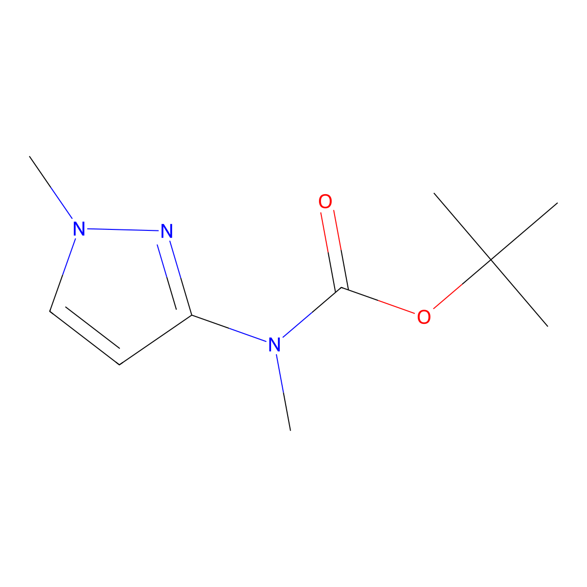 tert-Butyl methyl(1-methyl-1H-pyrazol-3-yl)carbamate molecular structure, CAS 1692905-98-8