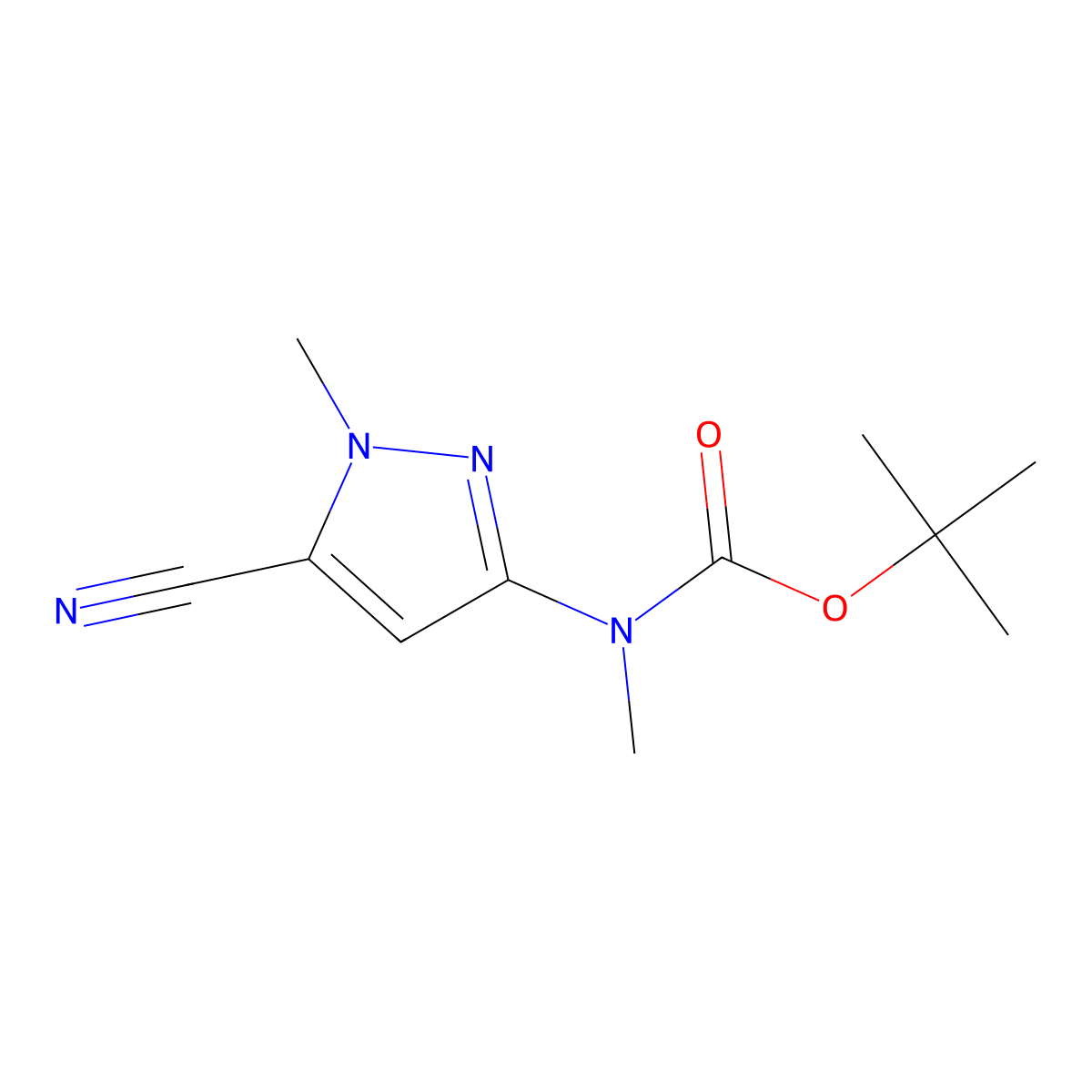tert-Butyl (5-cyano-1-methyl-1H-pyrazol-3-yl)(methyl)carbamate molecular structure, CAS 1692906-02-7