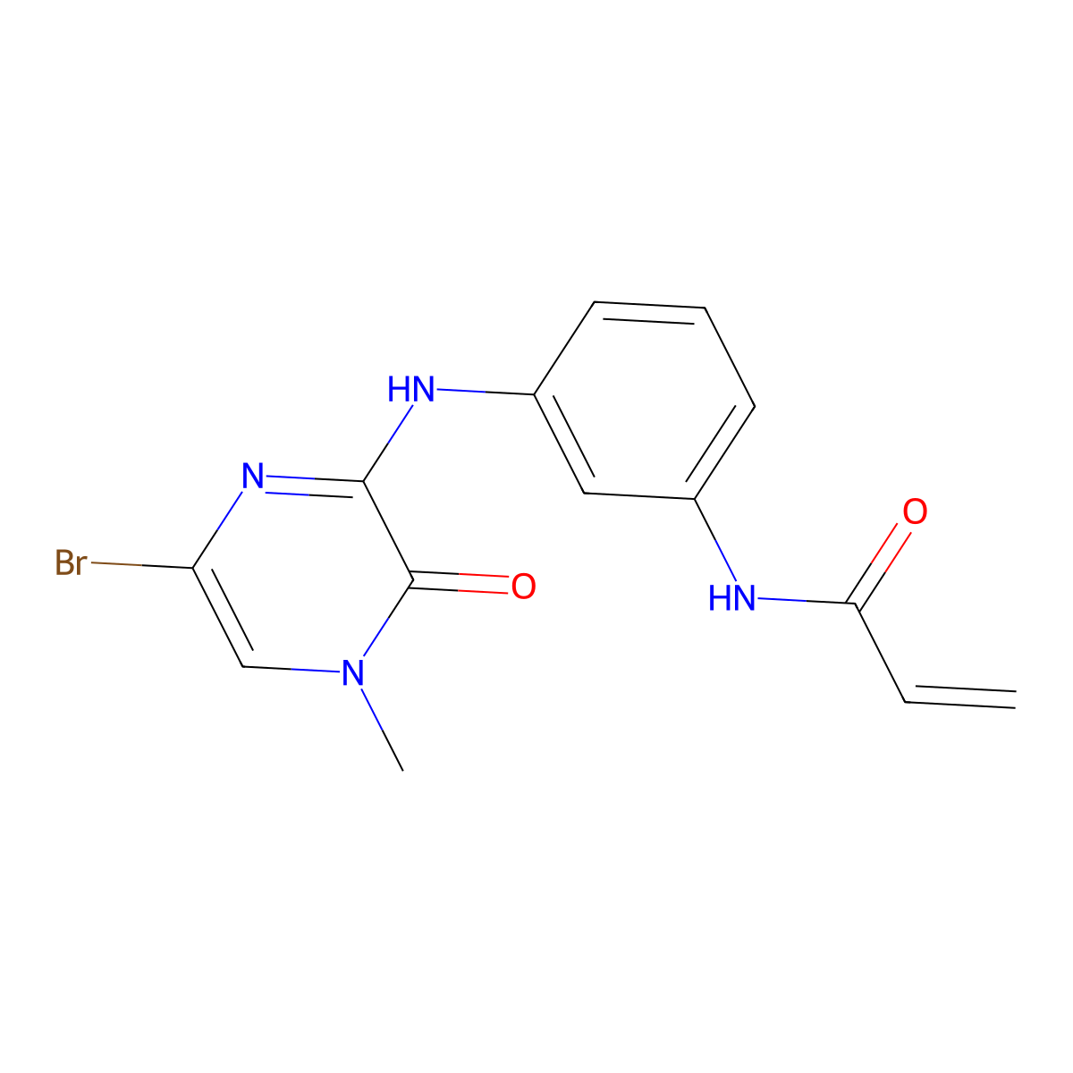 N-(3-((6-bromo-4-methyl-3-oxo-3,4-dihydropyrazin-2-yl)amino)phenyl)acrylamide molecular structure, CAS 1692909-44-6