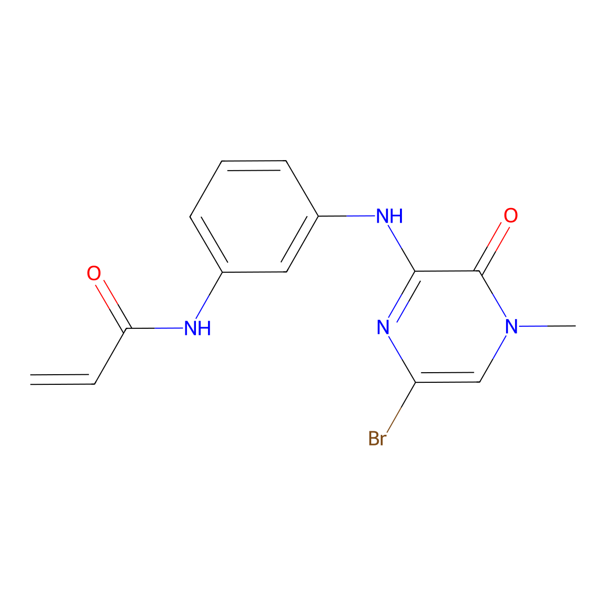 N-(3-((6-bromo-4-methyl-3-oxo-3,4-dihydropyrazin-2-yl)amino)phenyl)acrylamide molecular structure, CAS 1692909-44-6