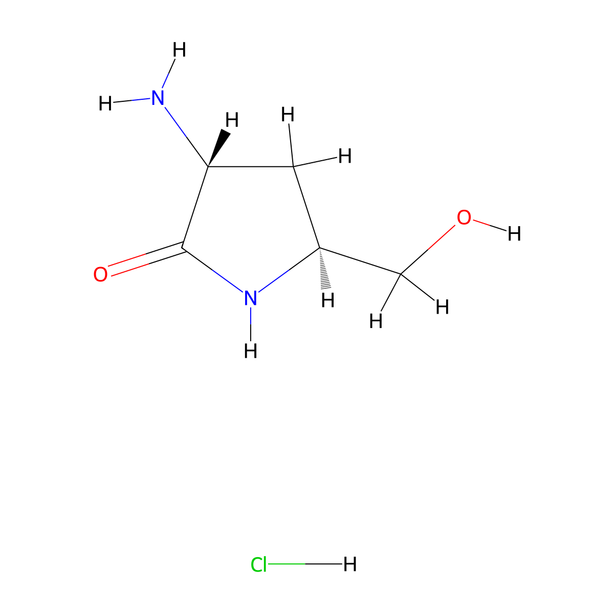 (3R,5S)-3-amino-5-(hydroxymethyl)pyrrolidin-2-one hydrochloride molecular structure, CAS 1692915-48-2