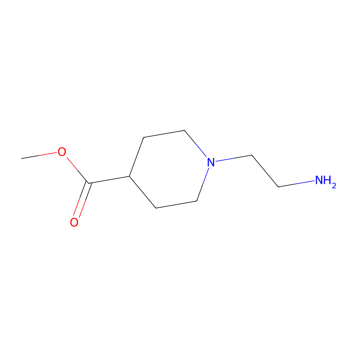 Methyl 1-(2-aminoethyl)piperidine-4-carboxylate molecular structure, CAS 169292-02-8