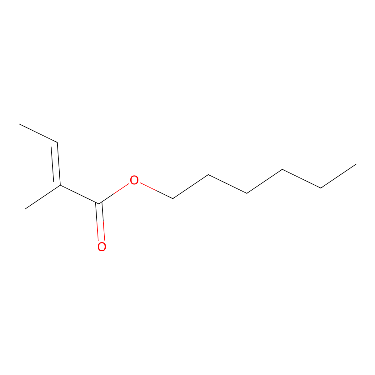 2-Butenoic acid, 2-methyl-, hexyl ester, (2E)- molecular structure, CAS 16930-96-4