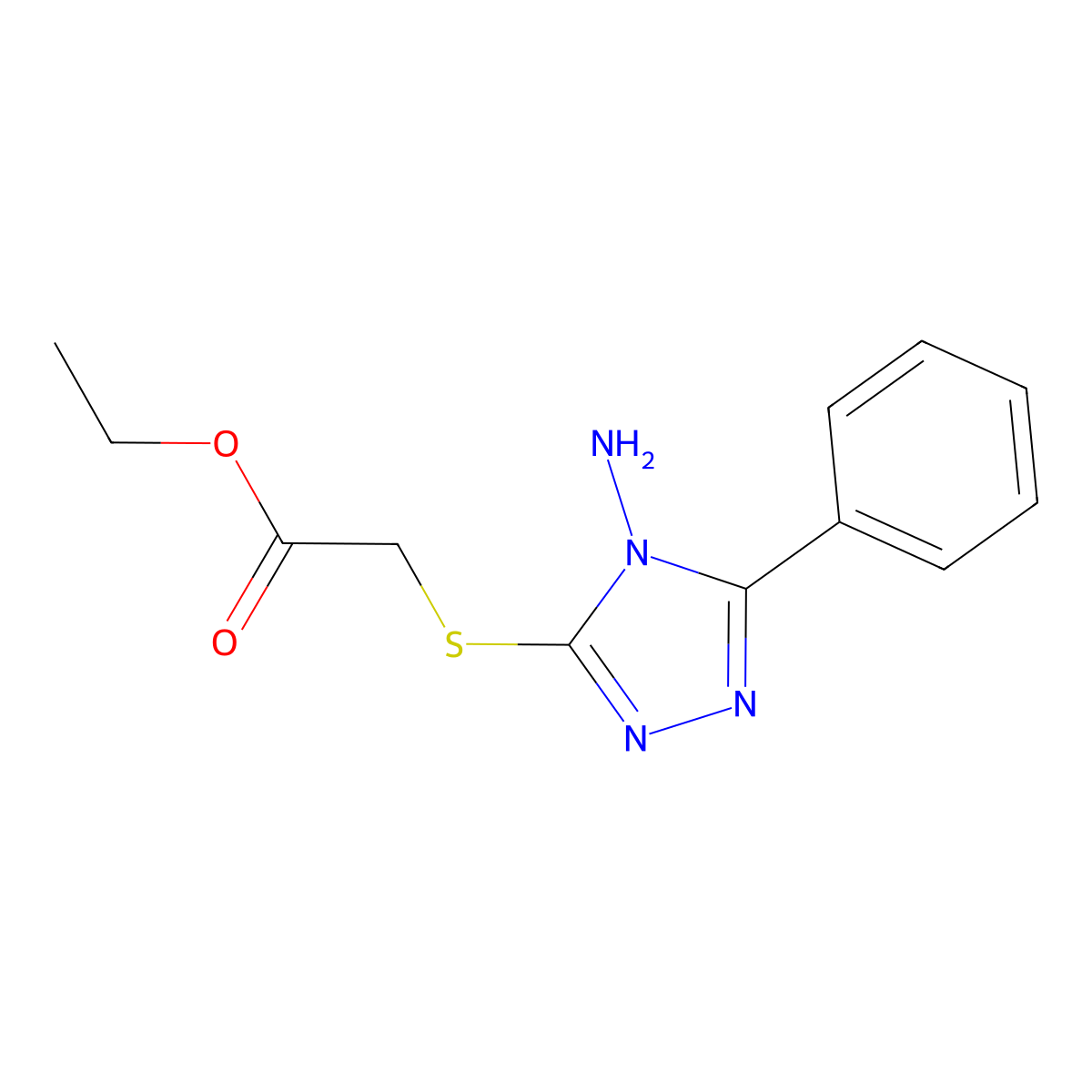 ethyl 2-[(4-amino-5-phenyl-4H-1,2,4-triazol-3-yl)sulfanyl]acetate molecular structure, CAS 169304-24-9