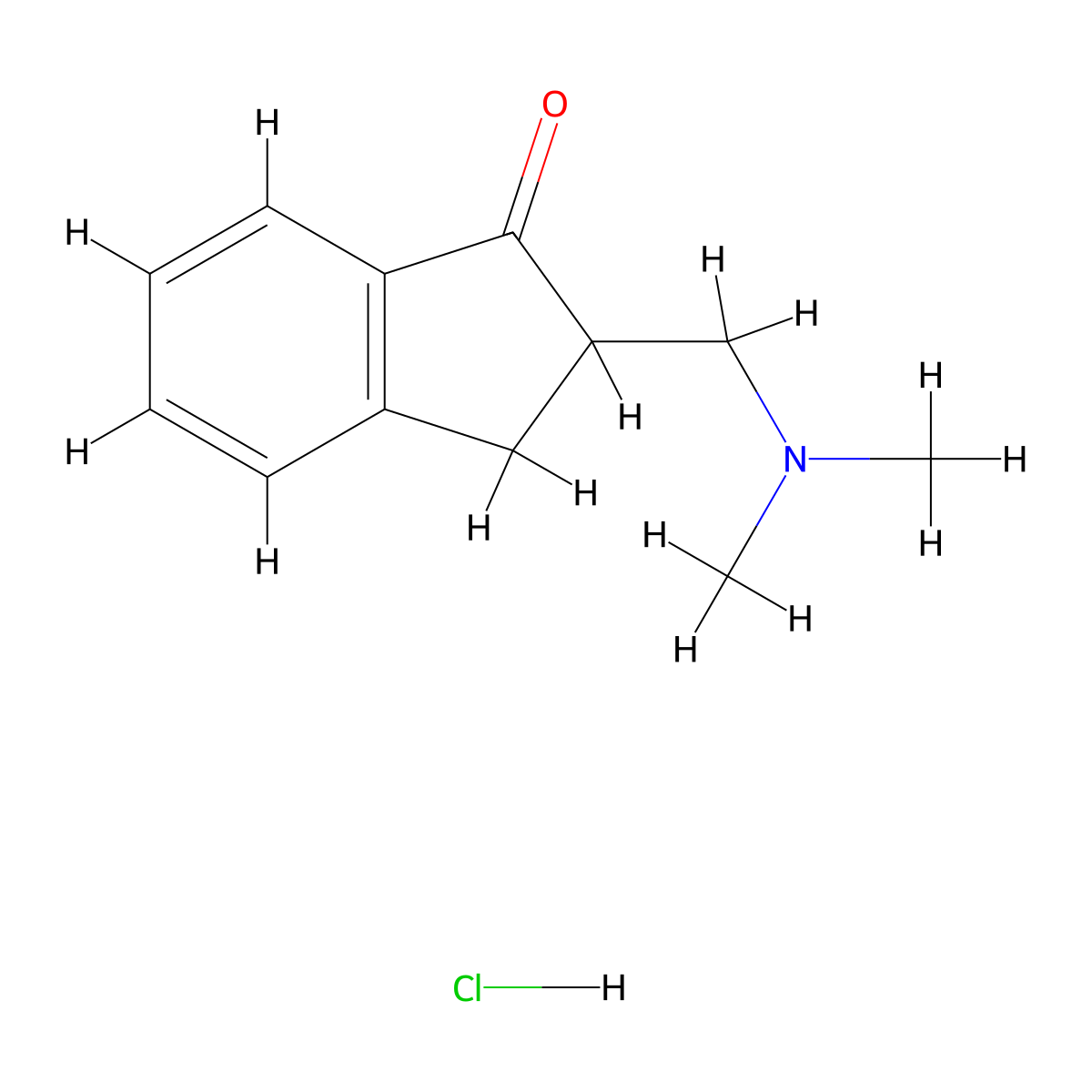 1H-Inden-1-one, 2-((dimethylamino)methyl)-2,3-dihydro-, hydrochloride (1:1) molecular structure, CAS 16931-84-3