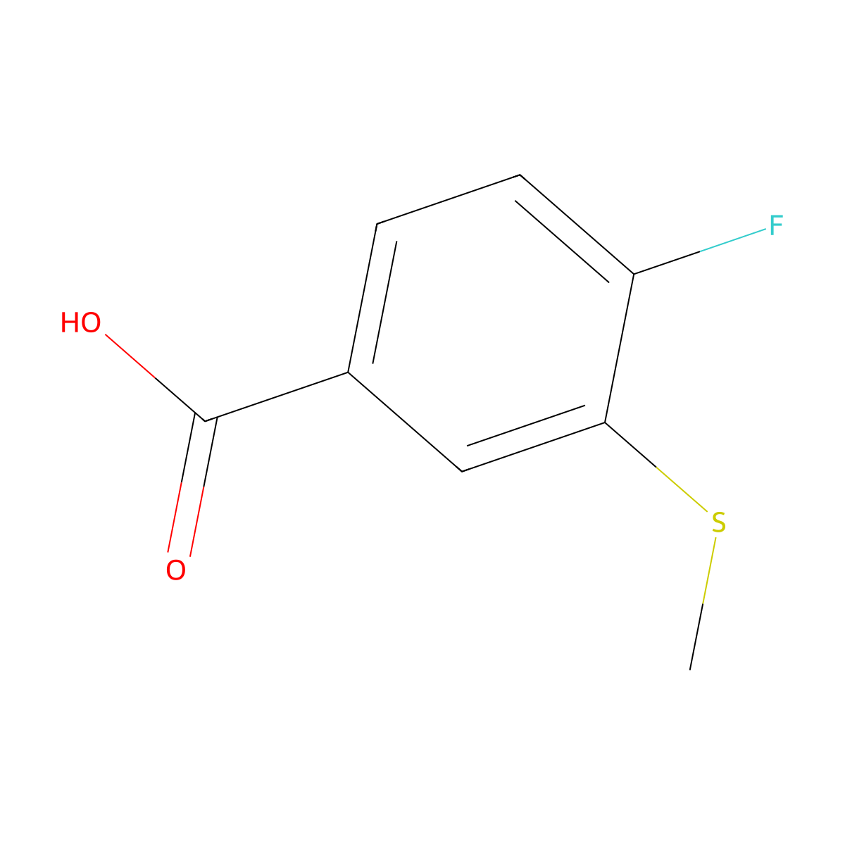 4-Fluoro-3-(methylsulfanyl)benzoic acid molecular structure, CAS 169310-01-4