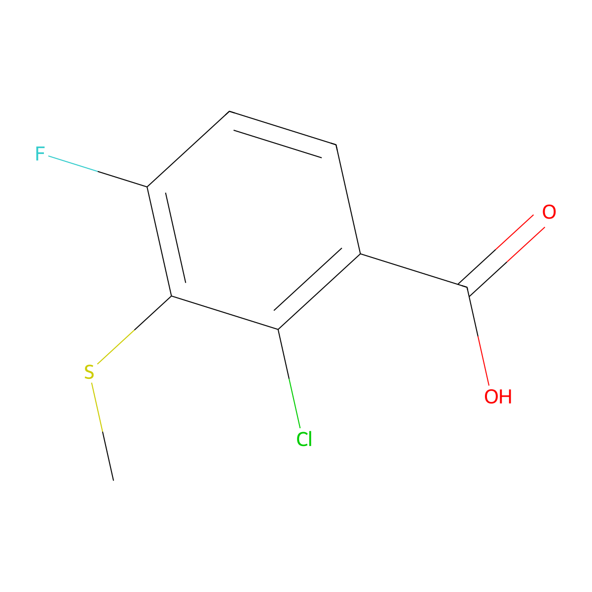 2-Chloro-4-fluoro-3-(methylthio)benzoic acid molecular structure, CAS 169310-06-9