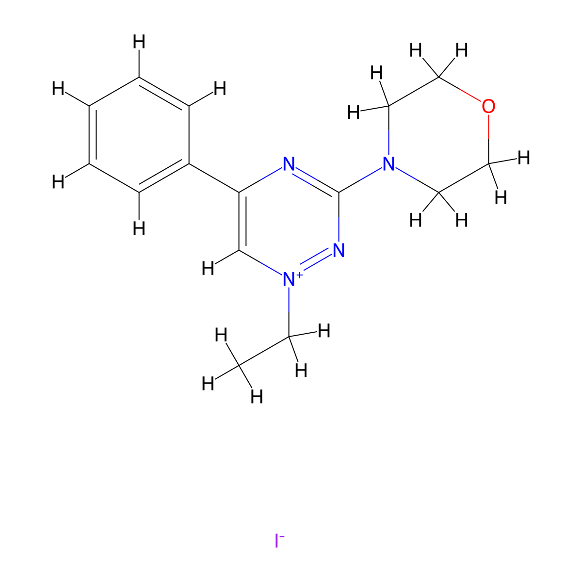 1-Ethyl-3-morpholino-5-phenyl-1,2,4-triazin-1-ium iodide molecular structure, CAS 169330-01-2