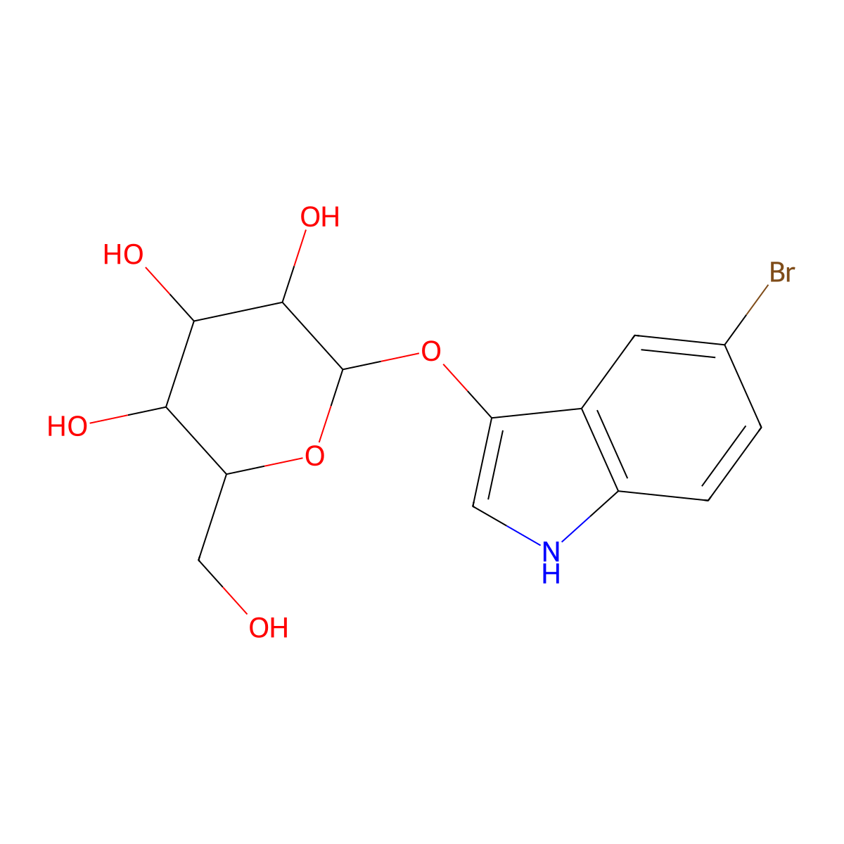 5-Bromo-3-indolyl-b-D-glucopyranoside molecular structure, CAS 16934-09-1