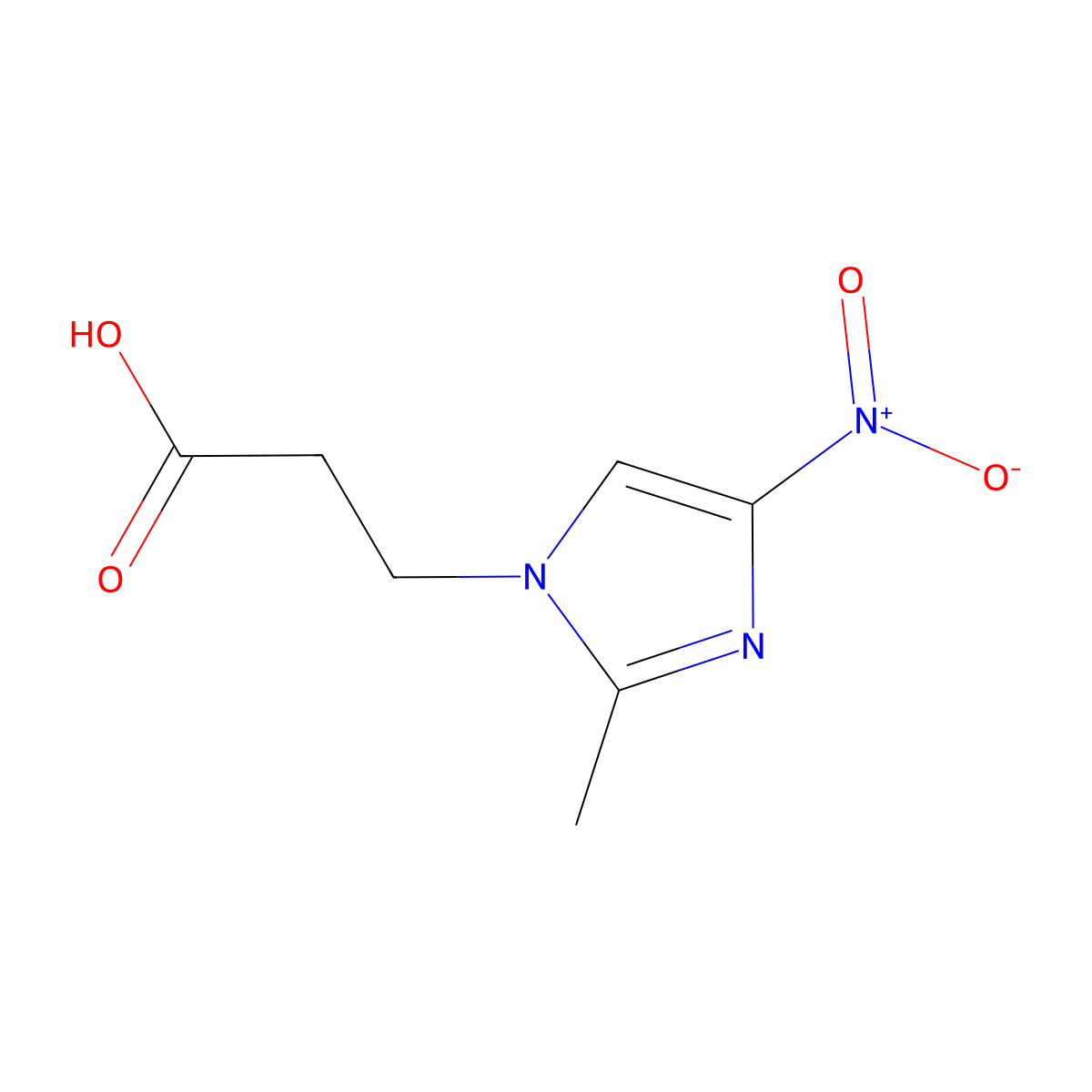 3-(2-methyl-4-nitro-1H-imidazol-1-yl)propanoic acid molecular structure, CAS 16935-04-9