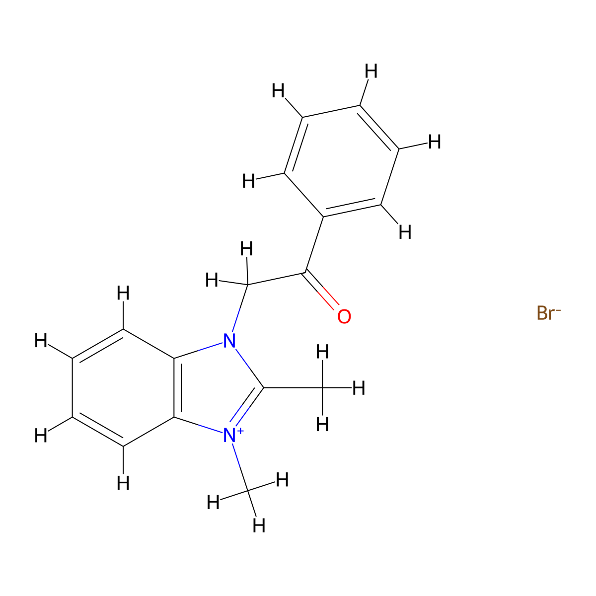 1,2-dimethyl-3-(2-oxo-2-phenylethyl)-1H-benzo[d]imidazol-3-ium bromide molecular structure, CAS 16935-09-4
