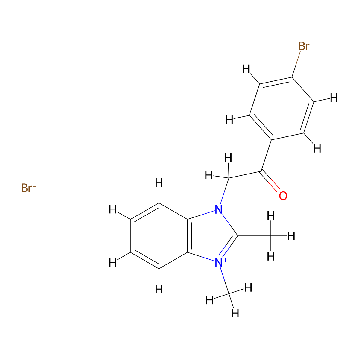 3-(2-(4-bromophenyl)-2-oxoethyl)-1,2-dimethyl-1H-benzo[d]imidazol-3-ium bromide molecular structure, CAS 16935-10-7