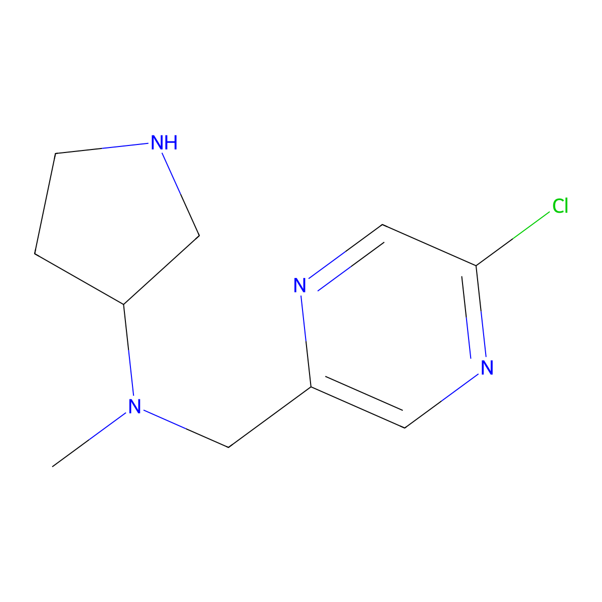 N-[(5-chloropyrazin-2-yl)methyl]-N-methylpyrrolidin-3-amine molecular structure, CAS 1693565-34-2