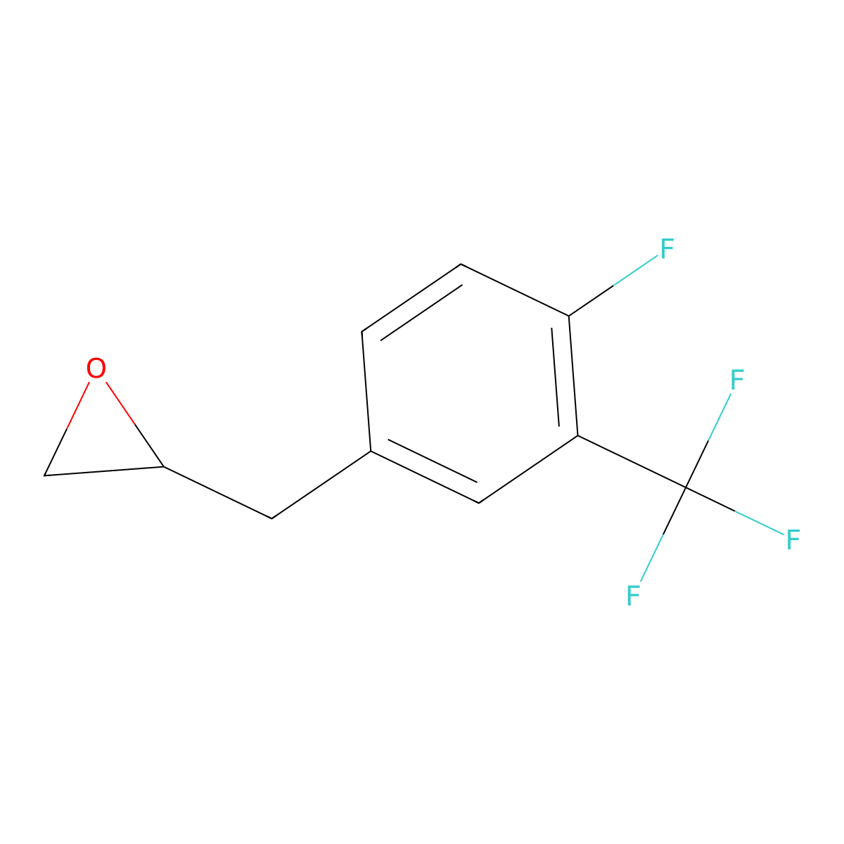 2-{[4-Fluoro-3-(trifluoromethyl)phenyl]methyl}oxirane molecular structure, CAS 1693582-03-4