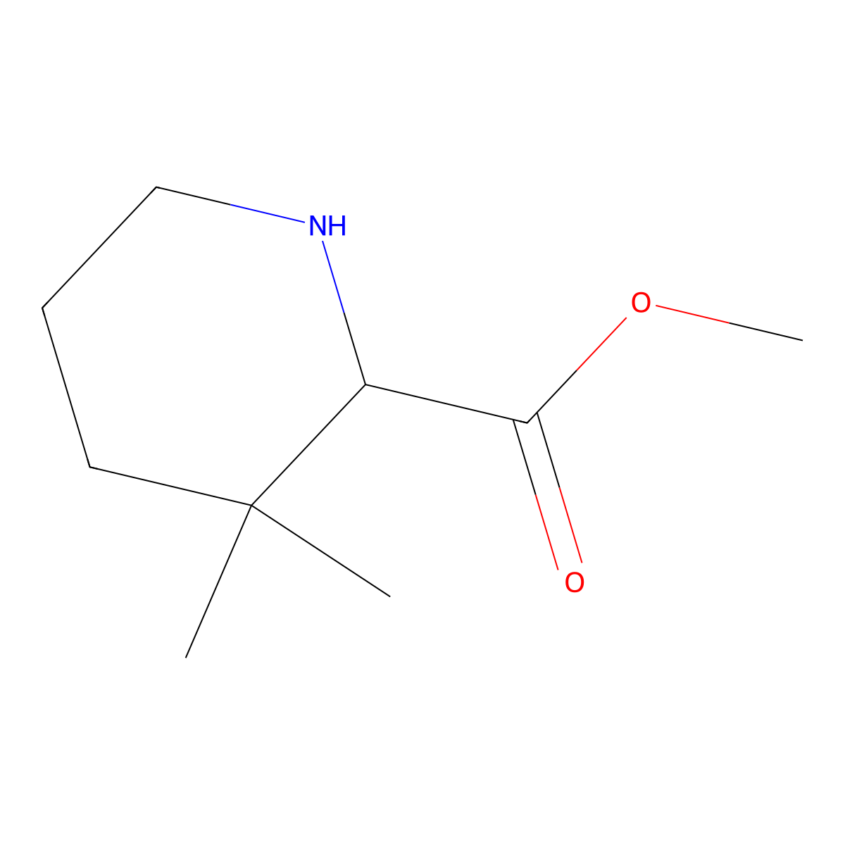 Methyl 3,3-dimethylpiperidine-2-carboxylate molecular structure, CAS 1693585-29-3