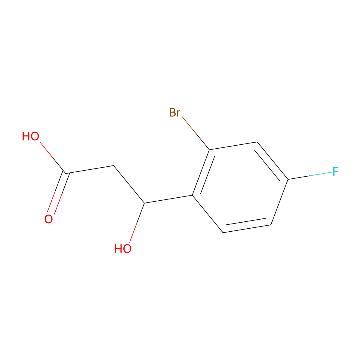 3-(2-Bromo-4-fluorophenyl)-3-hydroxypropanoic acid molecular structure, CAS 1693595-54-8
