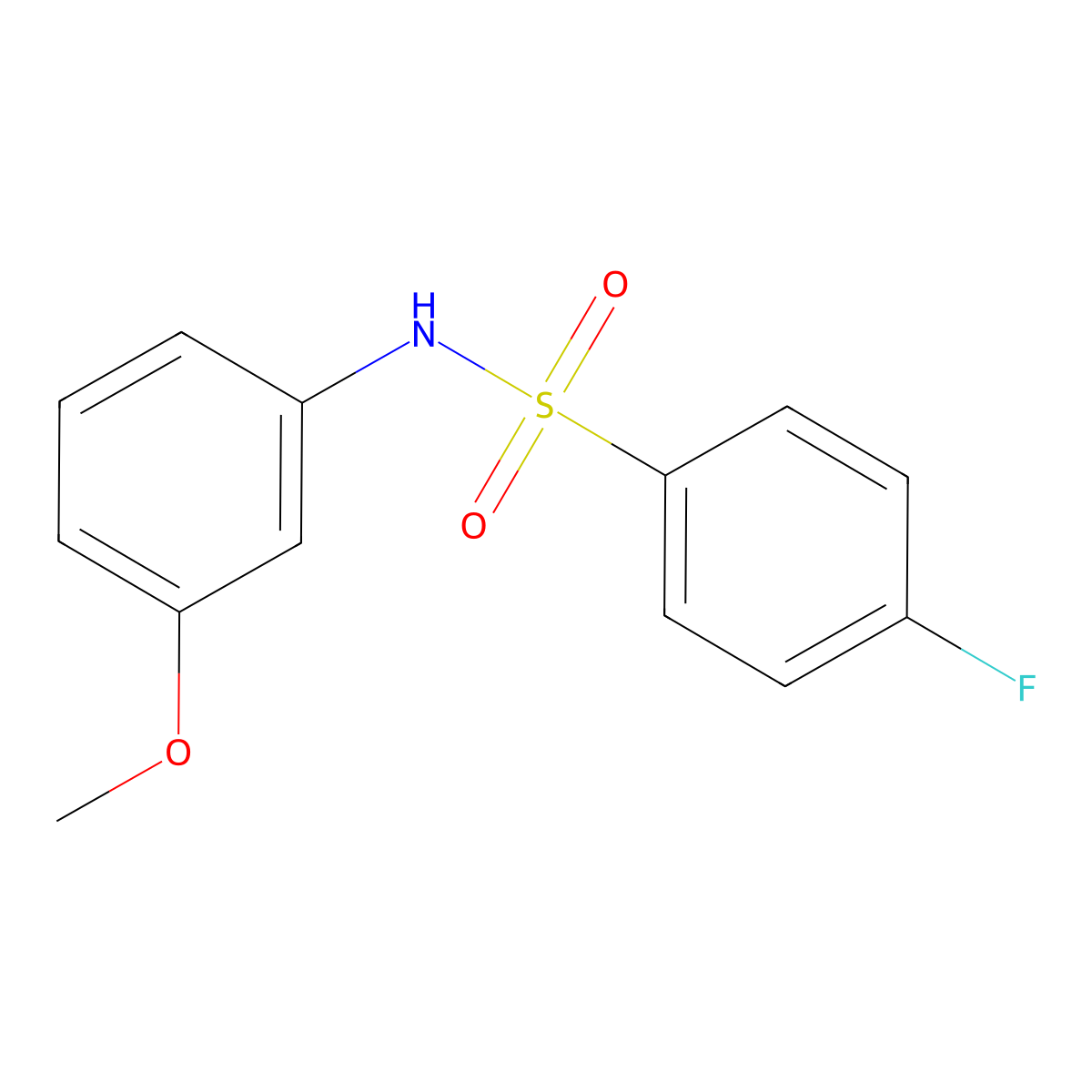 4-fluoro-N-(3-methoxyphenyl)benzenesulfonamide molecular structure, CAS 16936-95-1