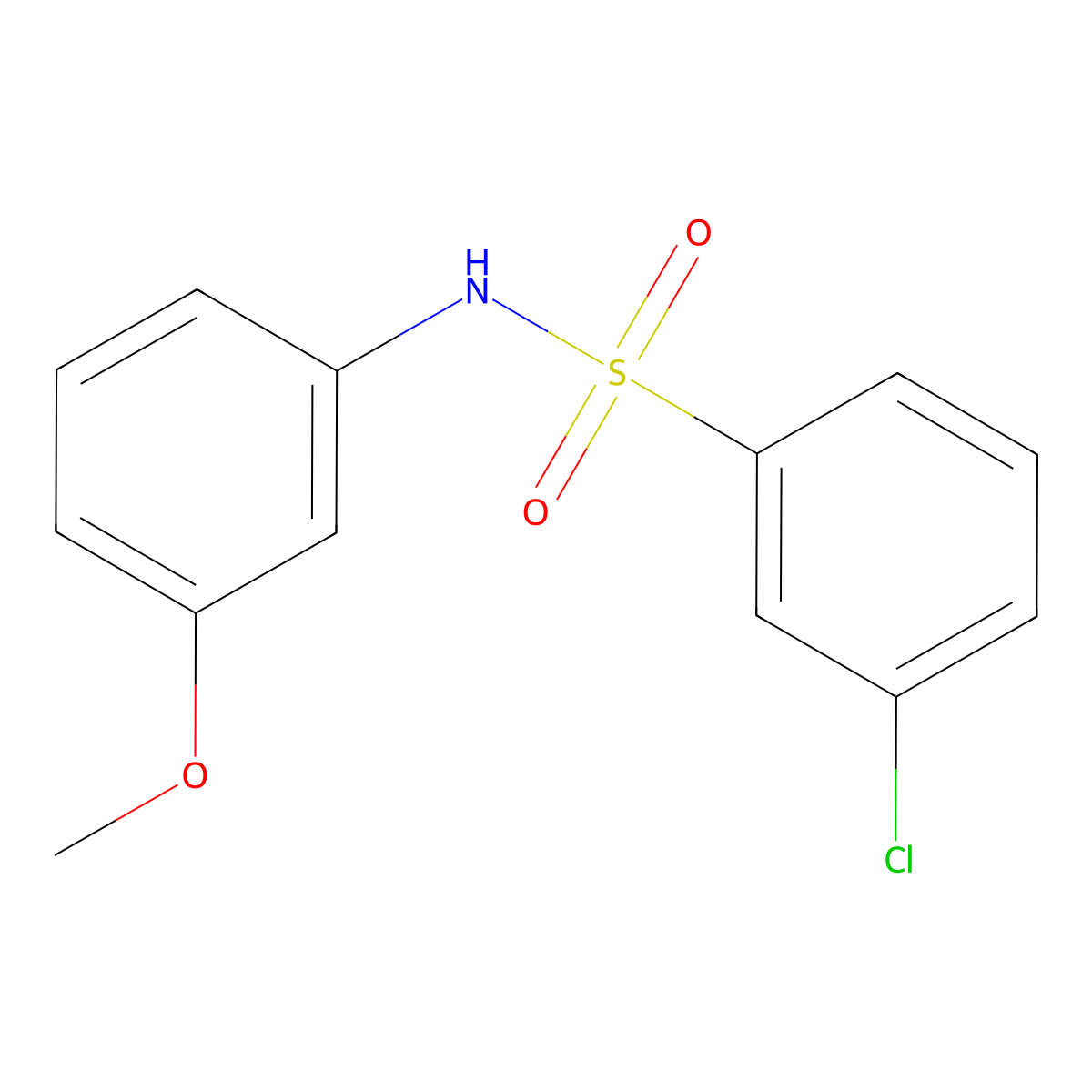 3-chloro-N-(3-methoxyphenyl)benzene-1-sulfonamide molecular structure, CAS 16936-97-3