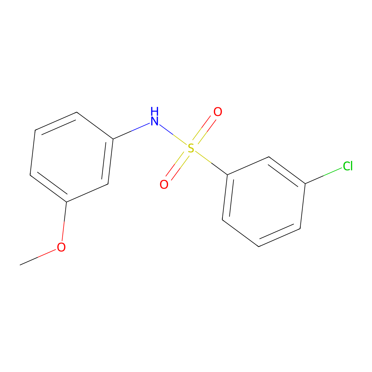 3-chloro-N-(3-methoxyphenyl)benzene-1-sulfonamide molecular structure, CAS 16936-97-3