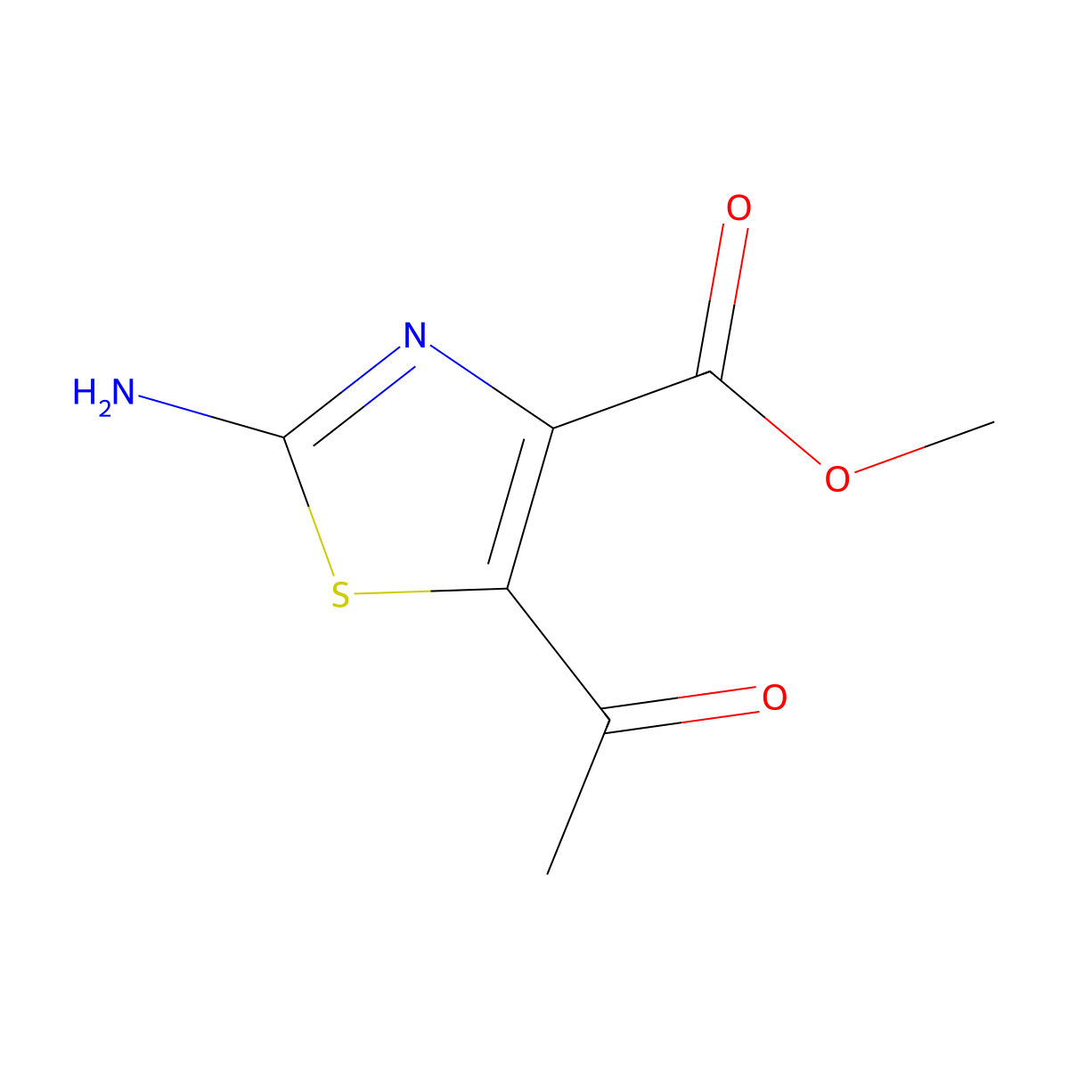 Methyl 5-acetyl-2-amino-1,3-thiazole-4-carboxylate molecular structure, CAS 1693601-02-3