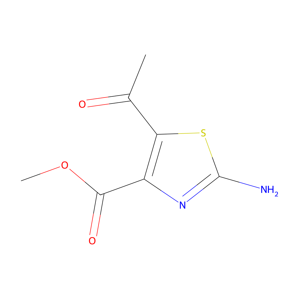Methyl 5-acetyl-2-amino-1,3-thiazole-4-carboxylate molecular structure, CAS 1693601-02-3