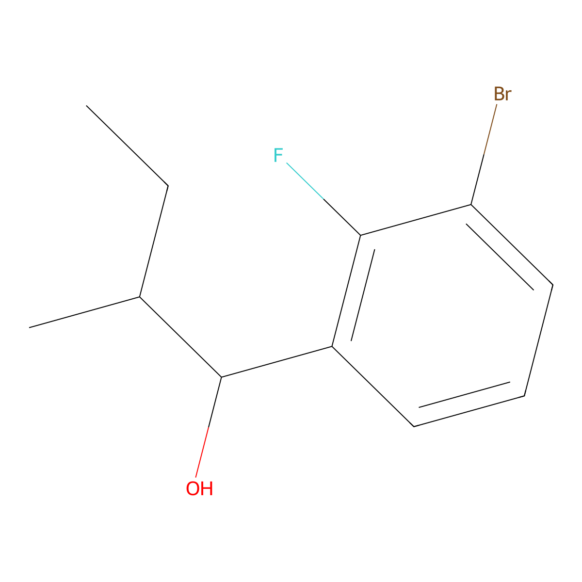 1-(3-Bromo-2-fluorophenyl)-2-methylbutan-1-ol molecular structure, CAS 1693655-07-0