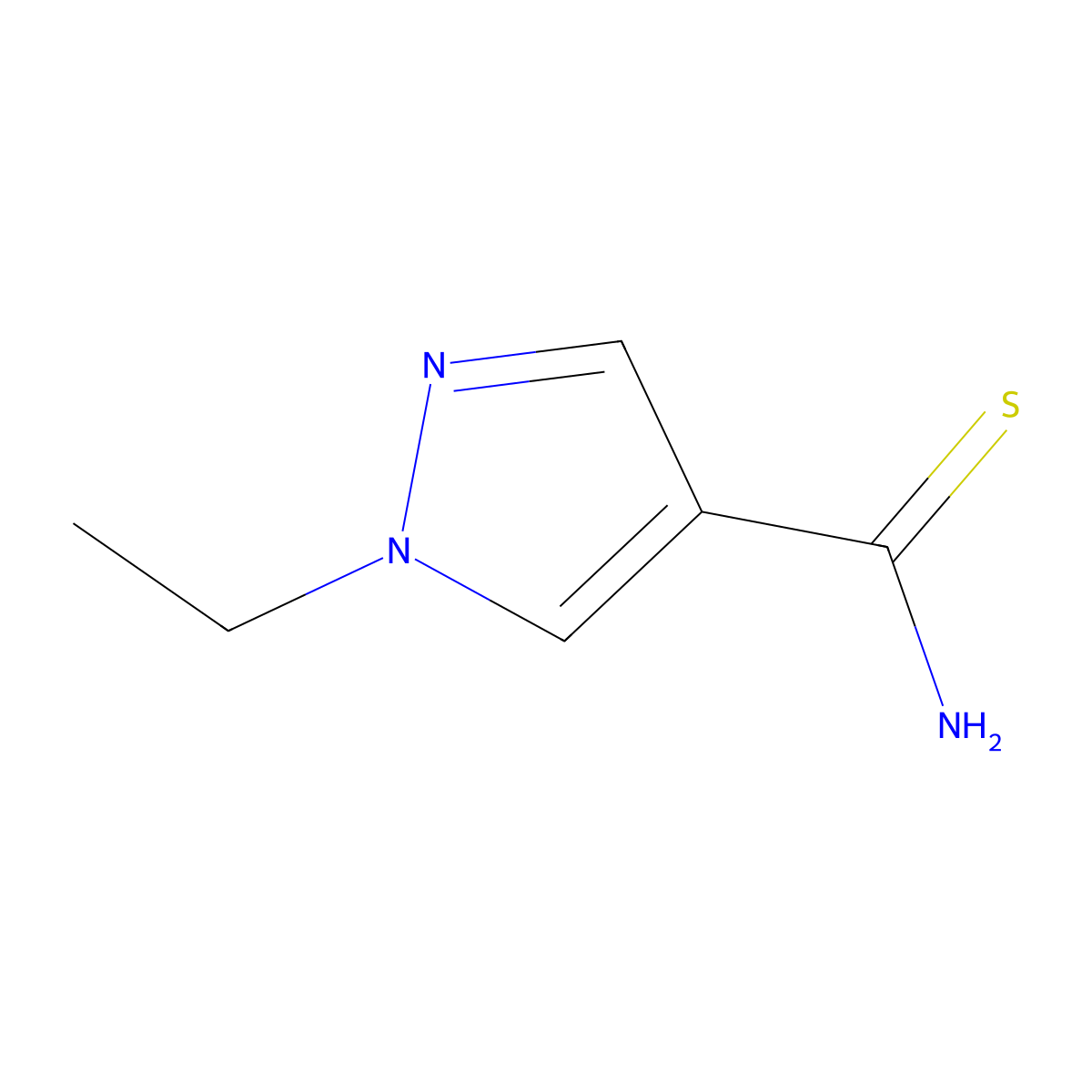 1-ethyl-1H-pyrazole-4-carbothioamide molecular structure, CAS 1693664-14-0