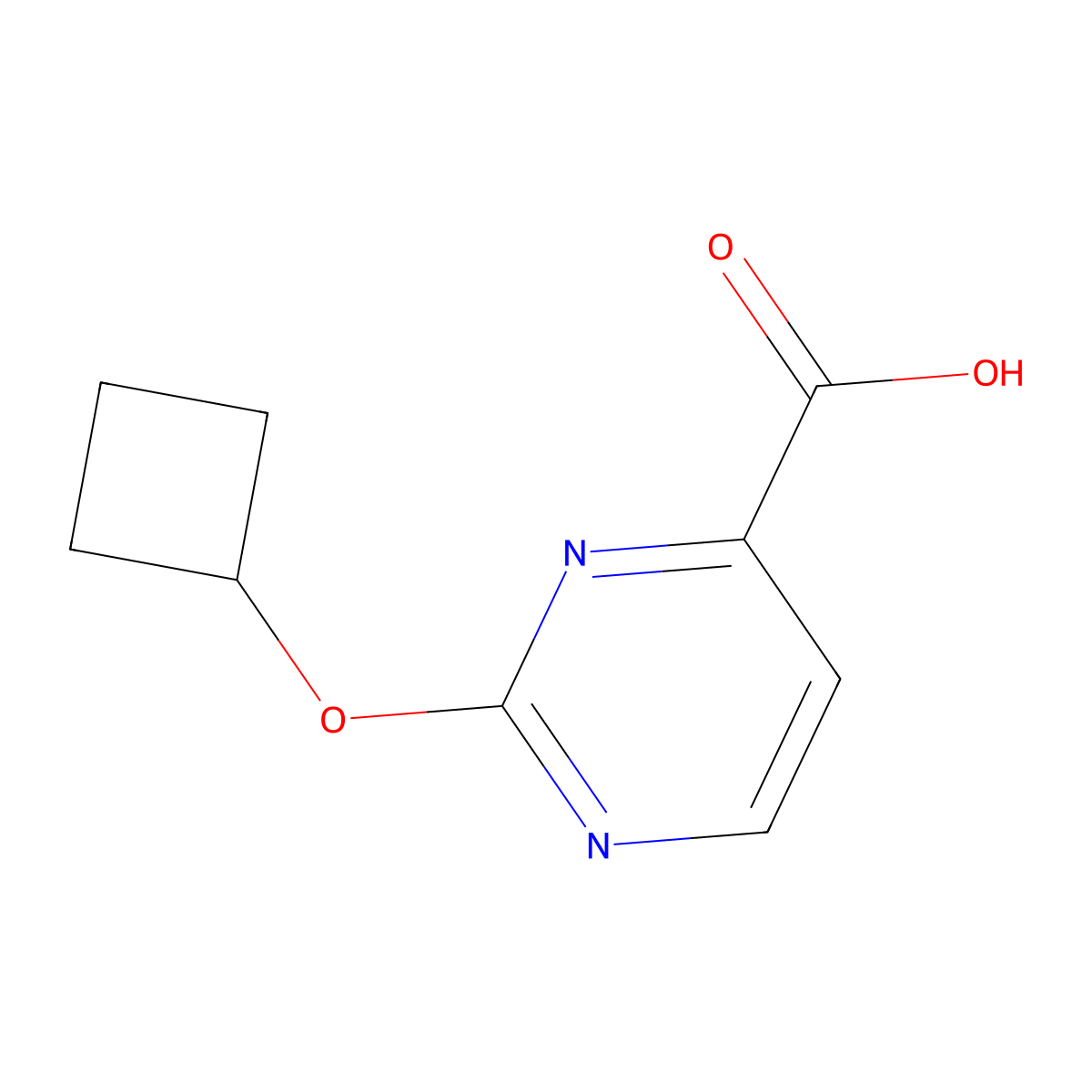 2-Cyclobutoxypyrimidine-4-carboxylic acid molecular structure, CAS 1693671-78-1