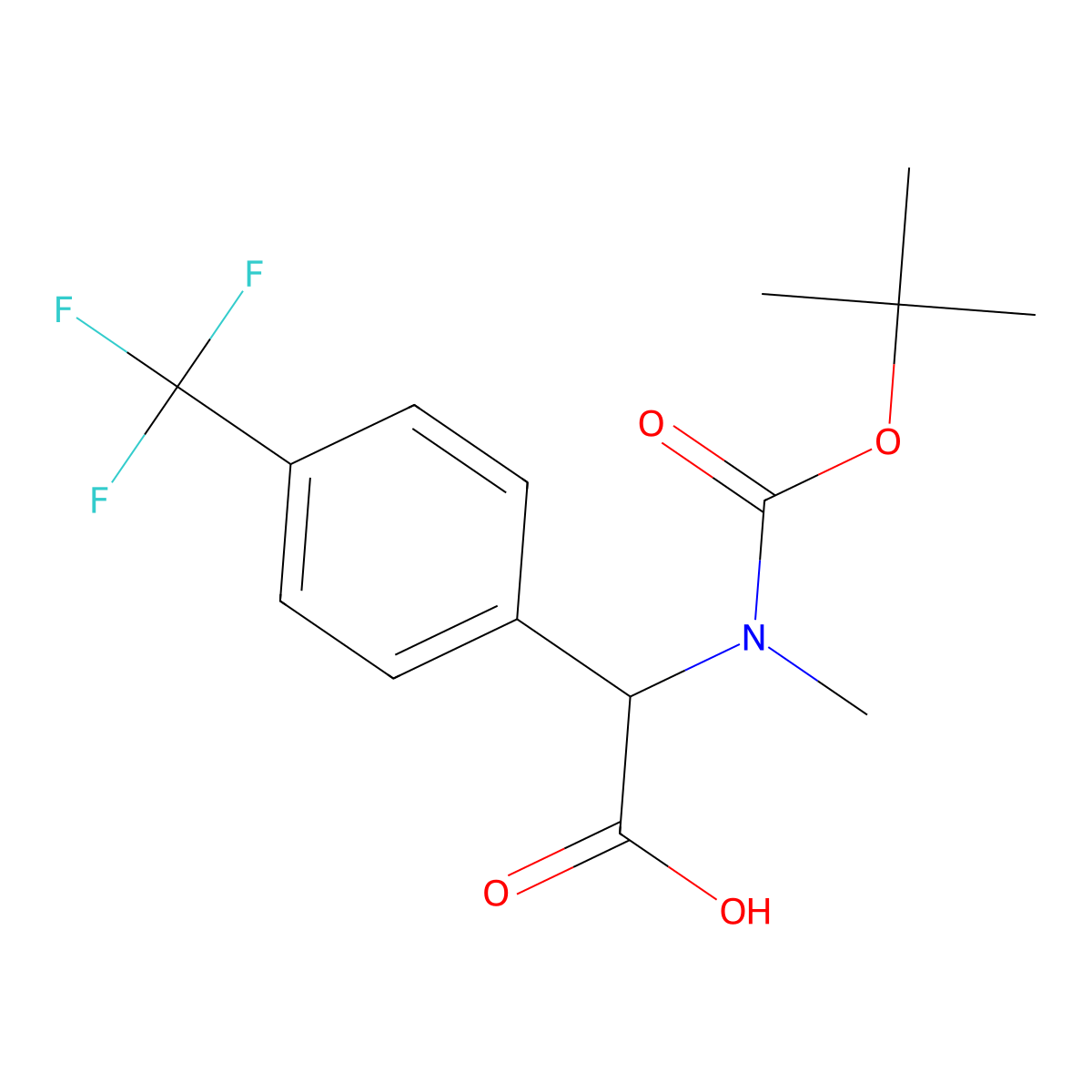 2-{[(Tert-butoxy)carbonyl](methyl)amino}-2-[4-(trifluoromethyl)phenyl]acetic acid molecular structure, CAS 1693675-19-2