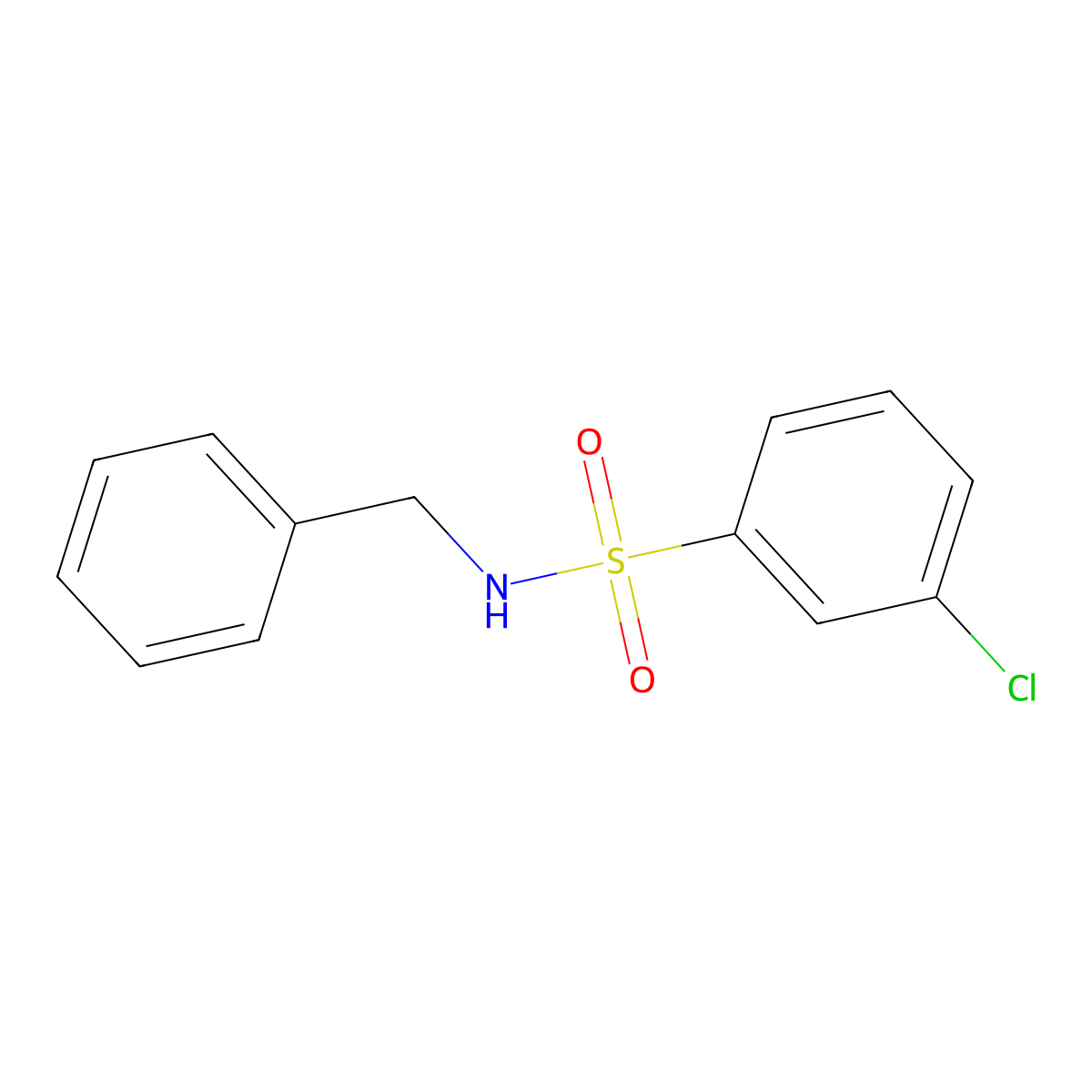 N-benzyl-3-chlorobenzene-1-sulfonamide molecular structure, CAS 16937-20-5