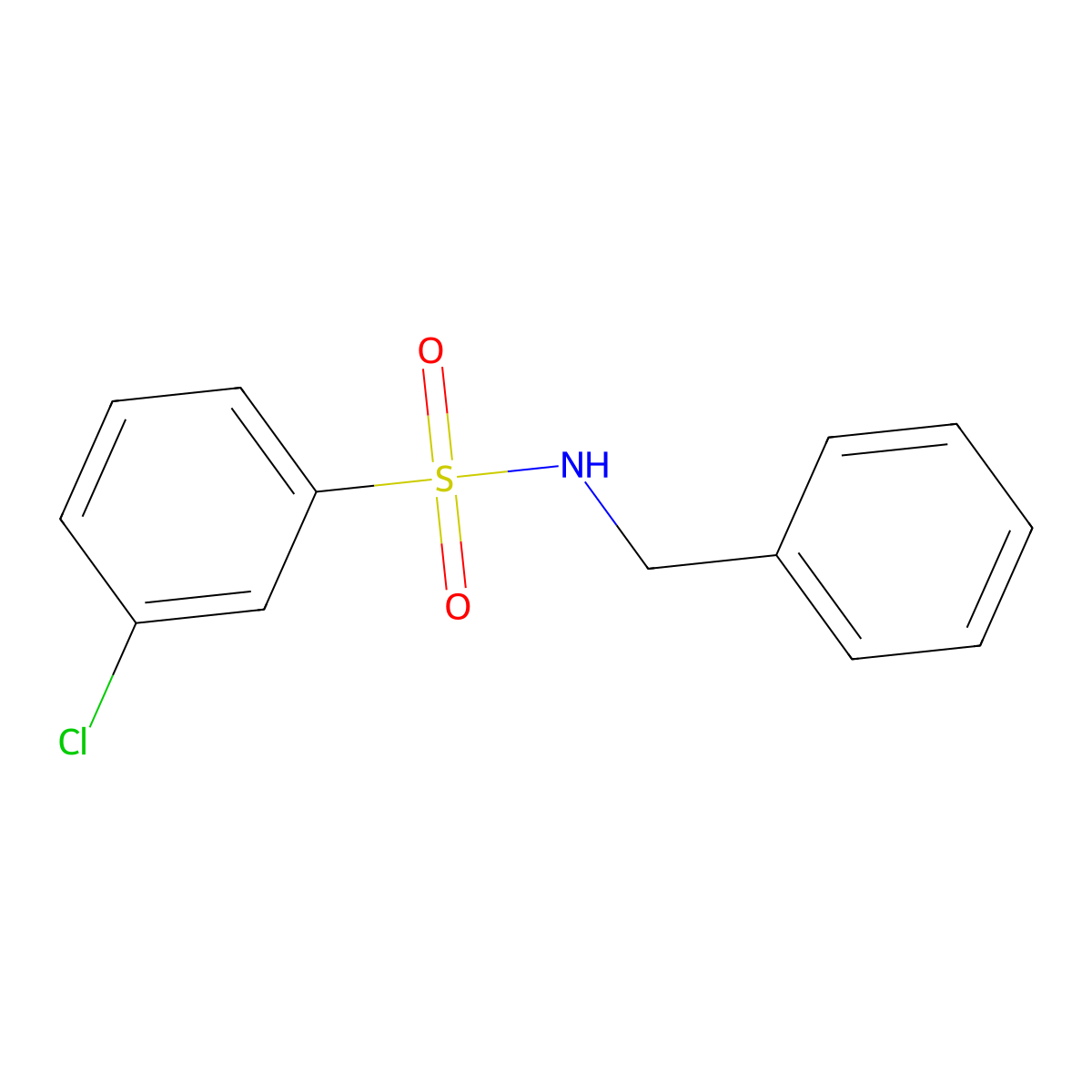 N-benzyl-3-chlorobenzene-1-sulfonamide molecular structure, CAS 16937-20-5