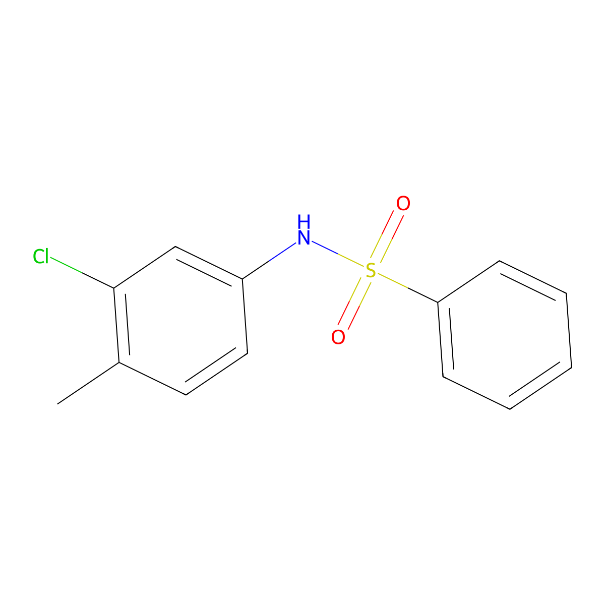 N-(3-chloro-4-methylphenyl)benzenesulfonamide molecular structure, CAS 16937-26-1