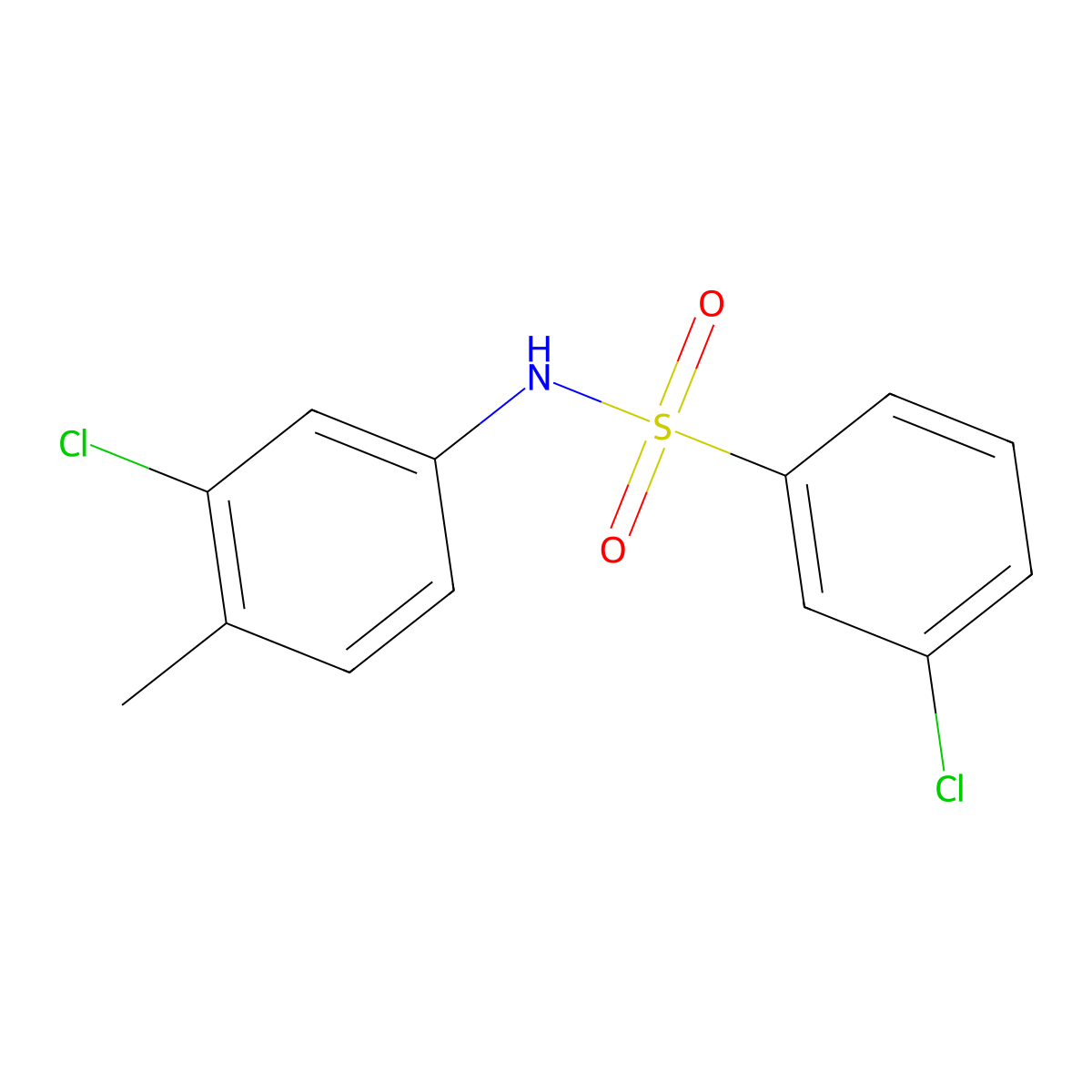 3-chloro-N-(3-chloro-4-methylphenyl)benzenesulfonamide molecular structure, CAS 16937-28-3