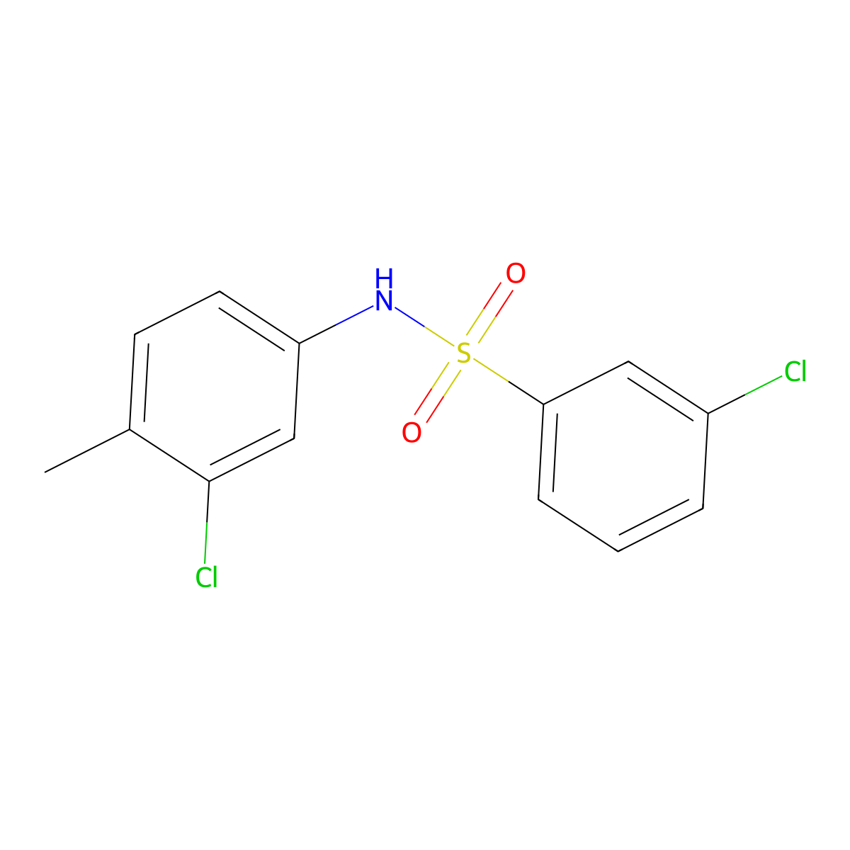 3-chloro-N-(3-chloro-4-methylphenyl)benzenesulfonamide molecular structure, CAS 16937-28-3