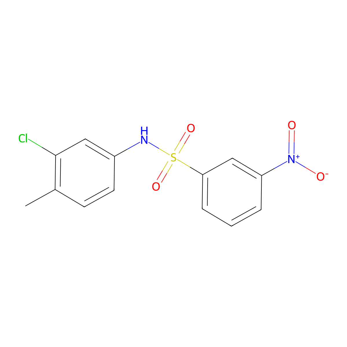 N-(3-chloro-4-methylphenyl)-3-nitrobenzenesulfonamide molecular structure, CAS 16937-29-4