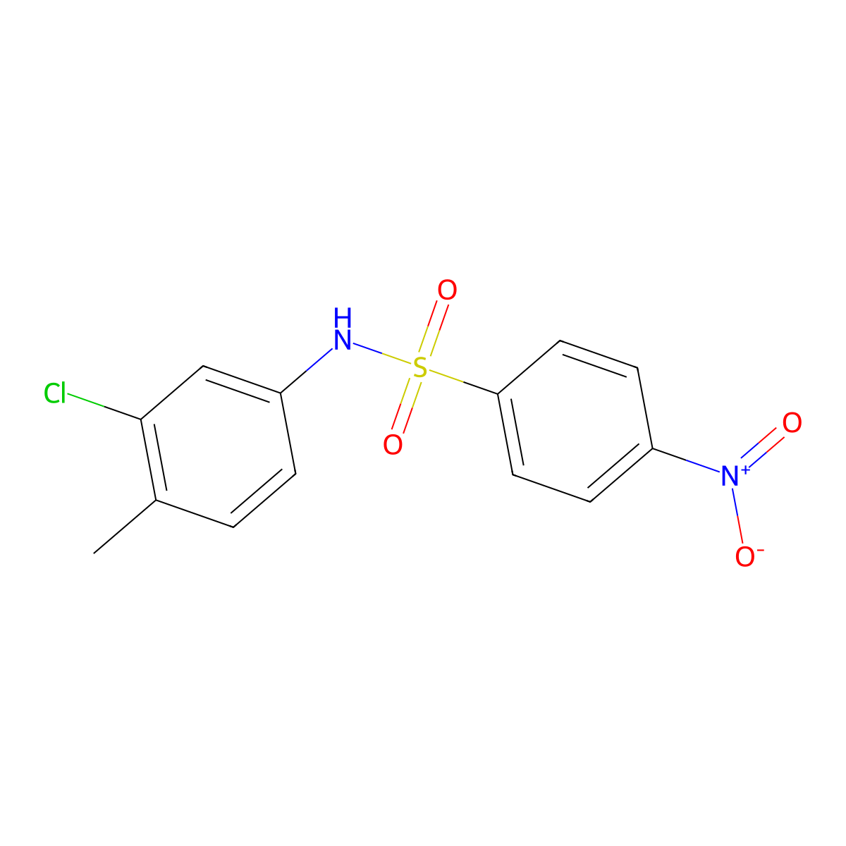 N-(3-chloro-4-methylphenyl)-4-nitrobenzenesulfonamide molecular structure, CAS 16937-30-7