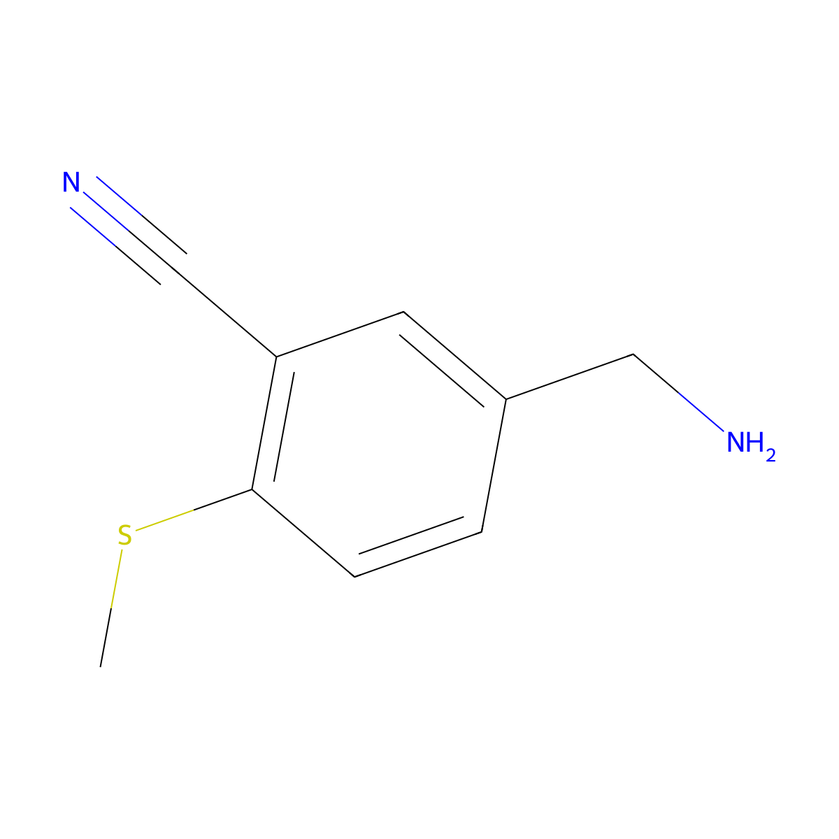 5-(Aminomethyl)-2-(methylsulfanyl)benzonitrile molecular structure, CAS 1693701-56-2