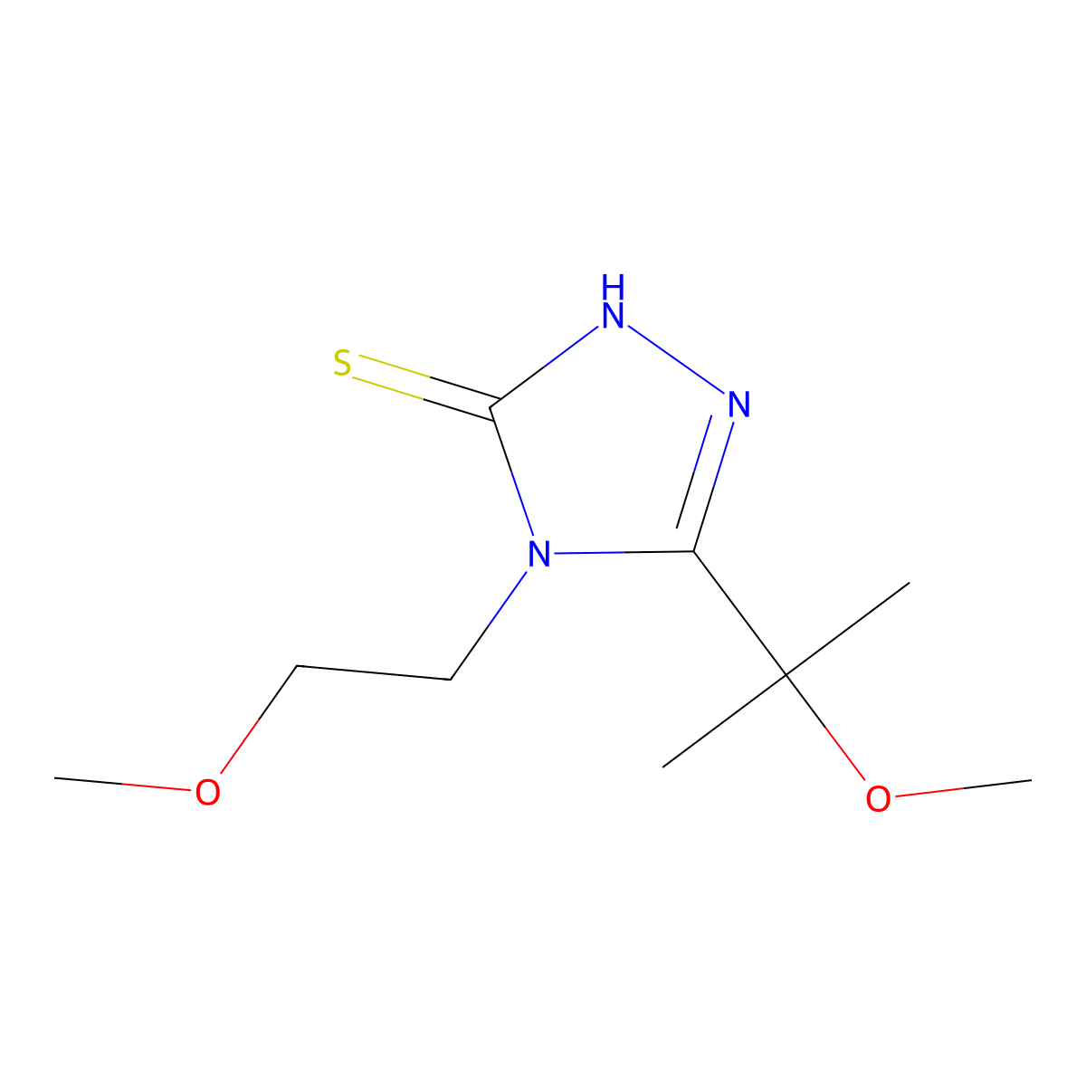 4-(2-methoxyethyl)-5-(2-methoxypropan-2-yl)-4H-1,2,4-triazole-3-thiol molecular structure, CAS 1693704-10-7