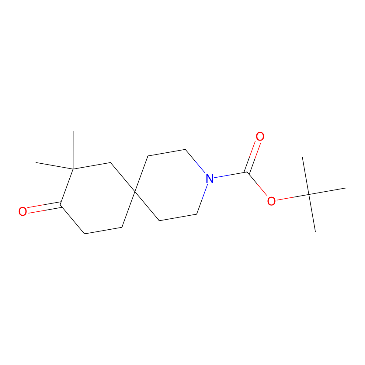Tert-butyl 8,8-dimethyl-9-oxo-3-azaspiro[5.5]undecane-3-carboxylate molecular structure, CAS 1693724-77-4