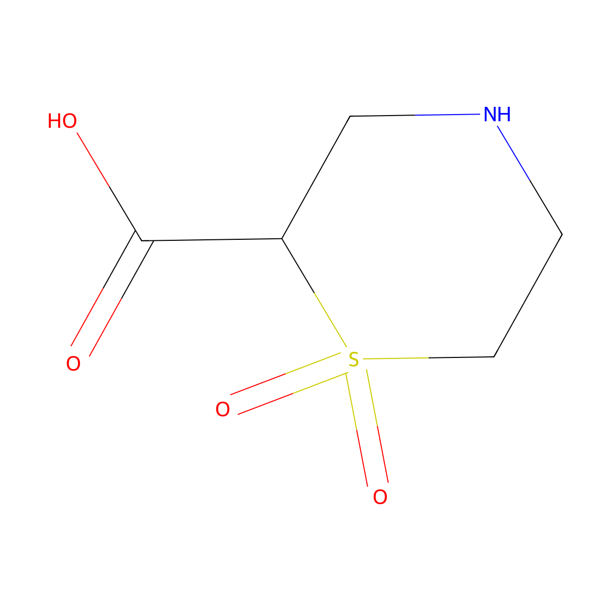 1,1-Dioxo-1lambda6-thiomorpholine-2-carboxylic acid molecular structure, CAS 1693726-27-0