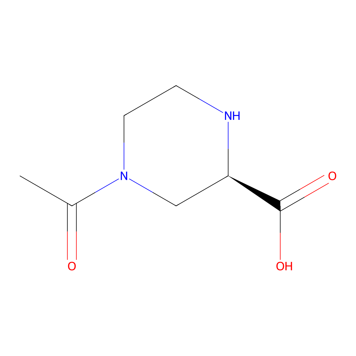 (2R)-4-acetylpiperazine-2-carboxylic acid molecular structure, CAS 1693726-33-8